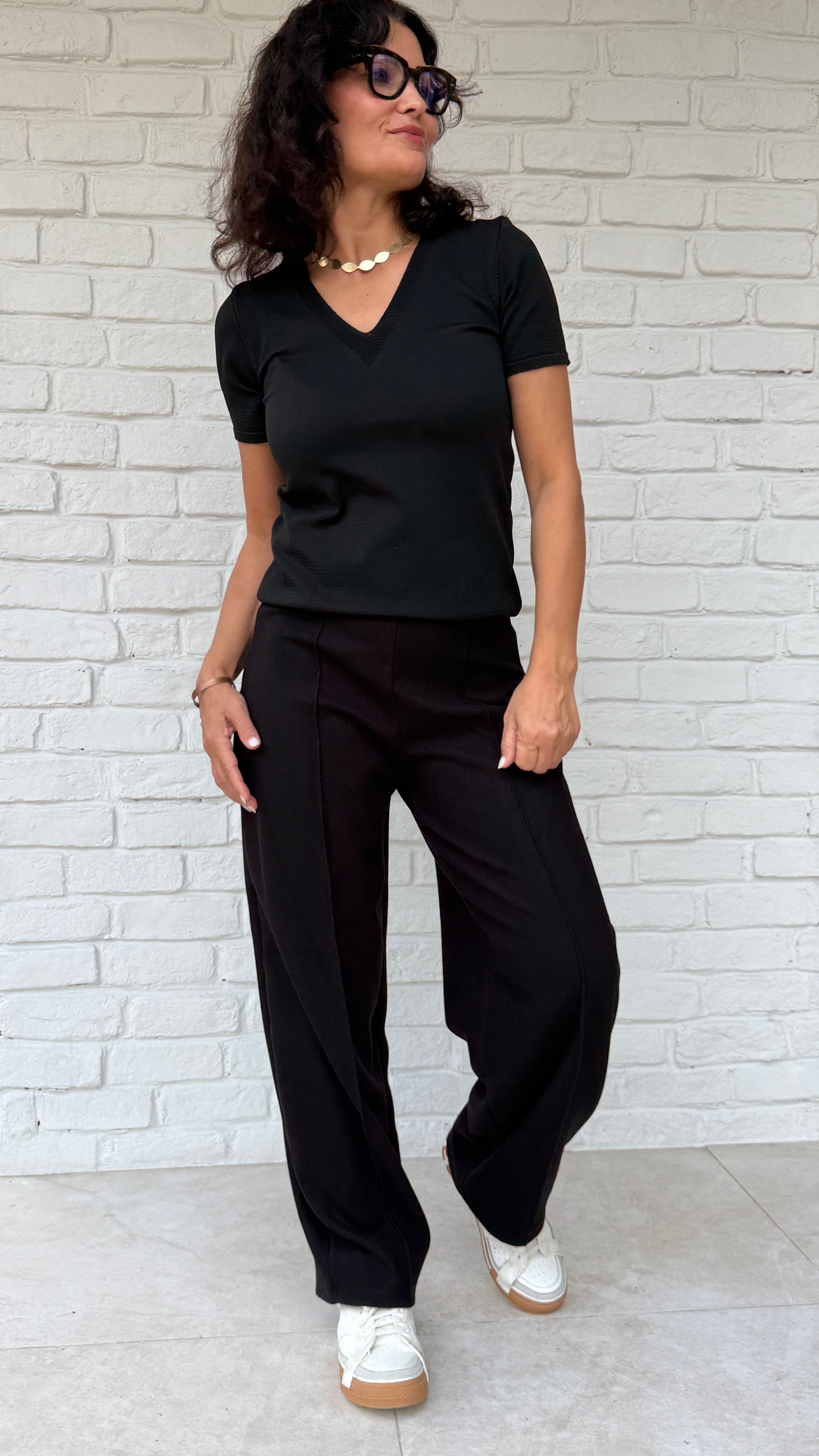 Kaşe Kumaş Pantalon Siyah