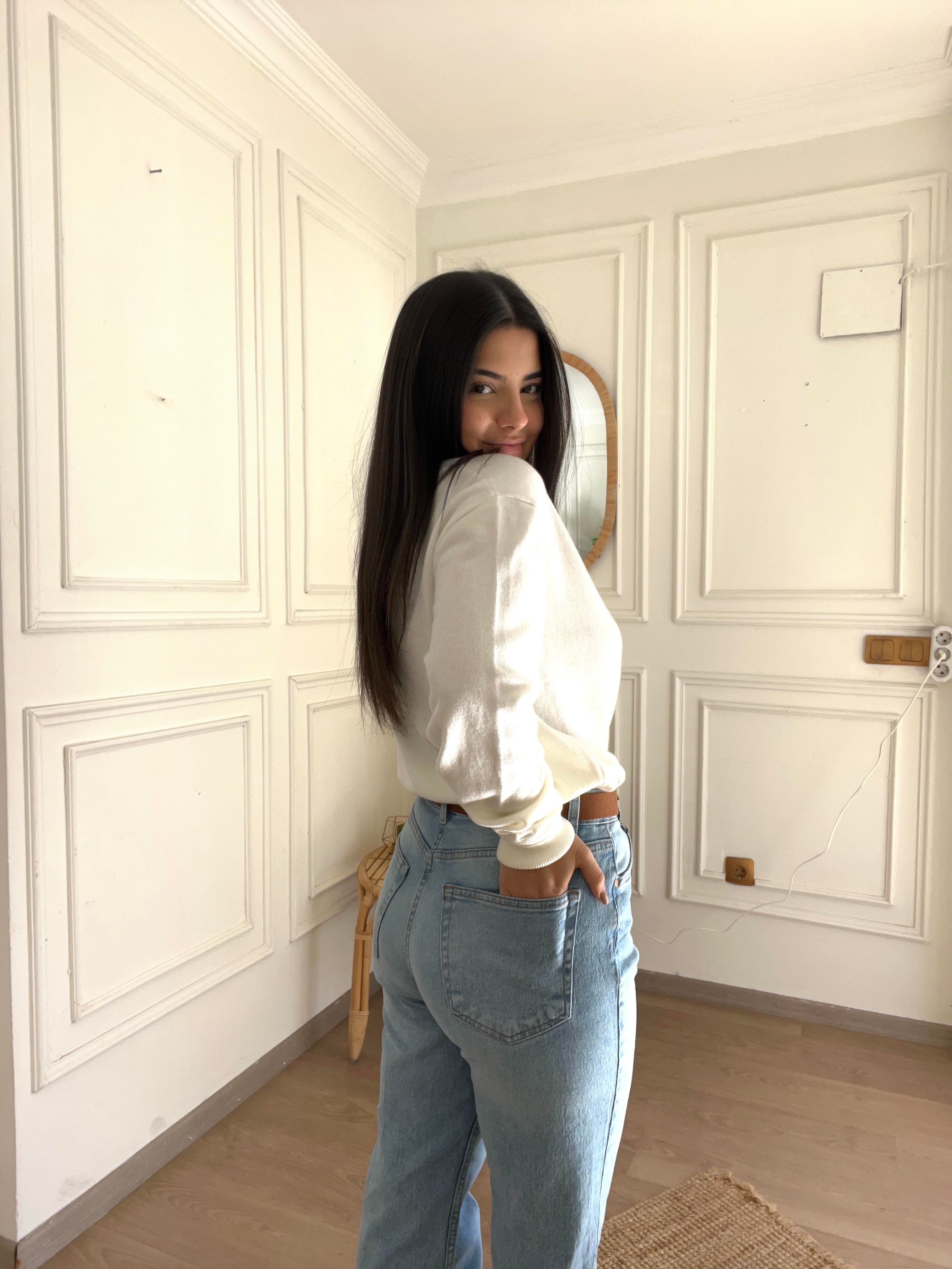 Kemerli Krl Mom Blue Jean