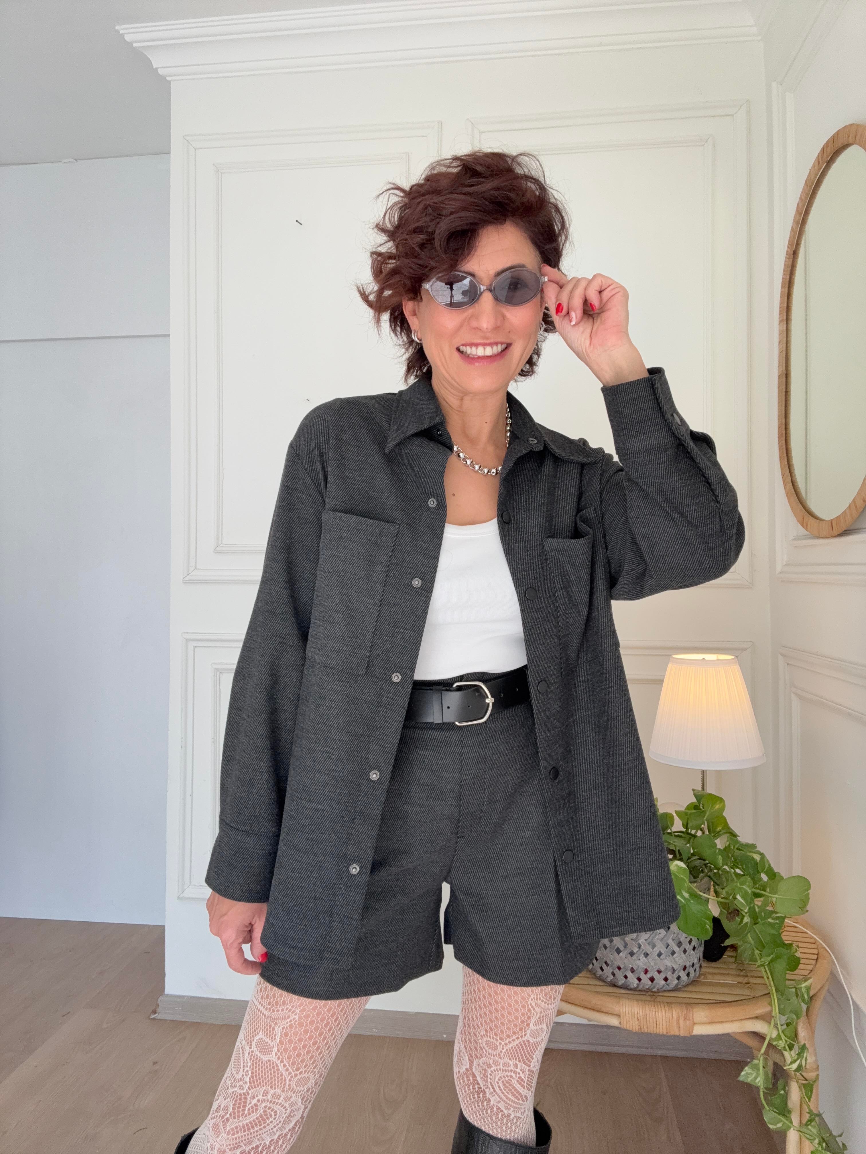 Kemerli Şort Antrasit