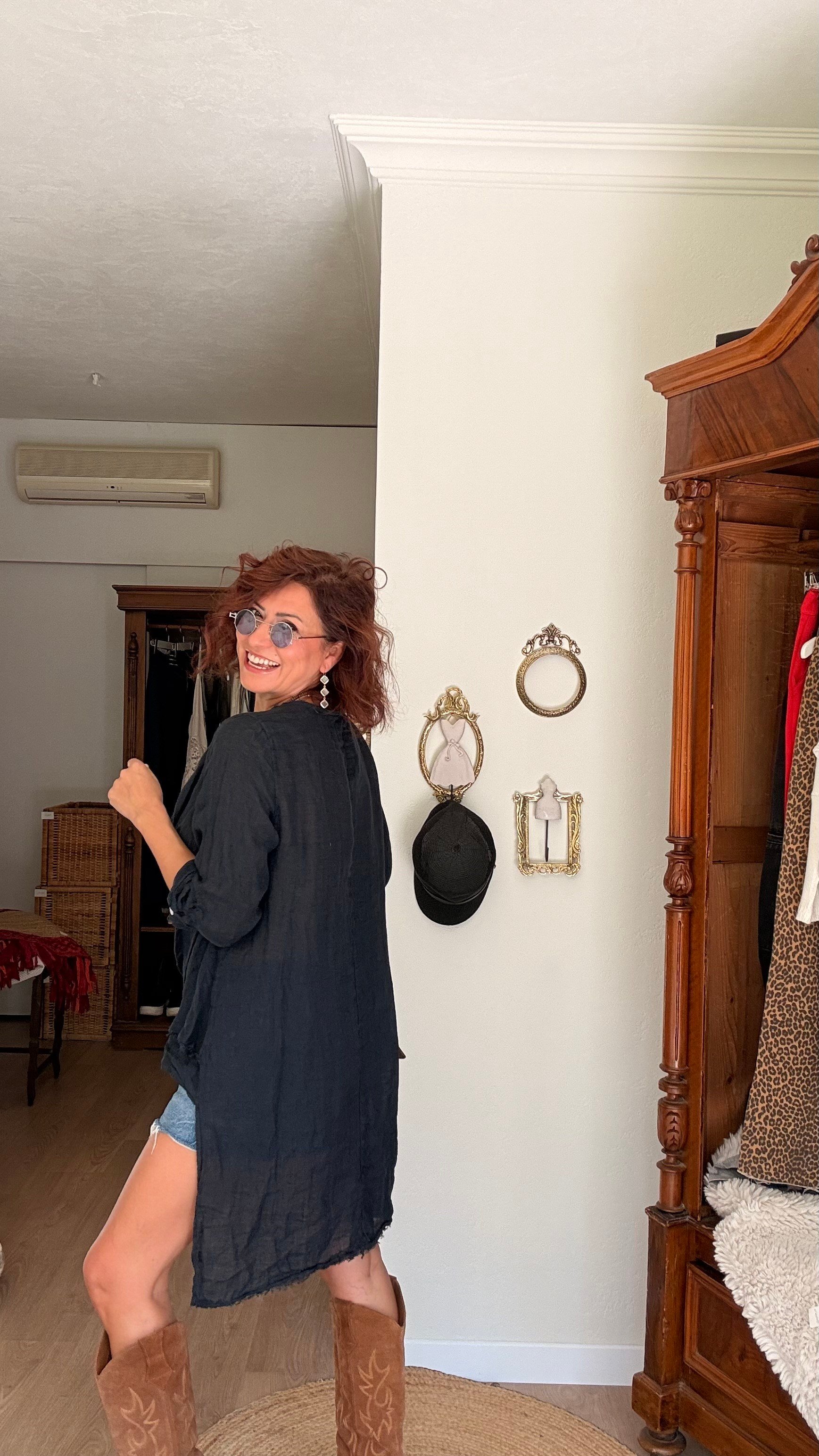 Keten Arkası Uzun Salaş Buluz Lacivert