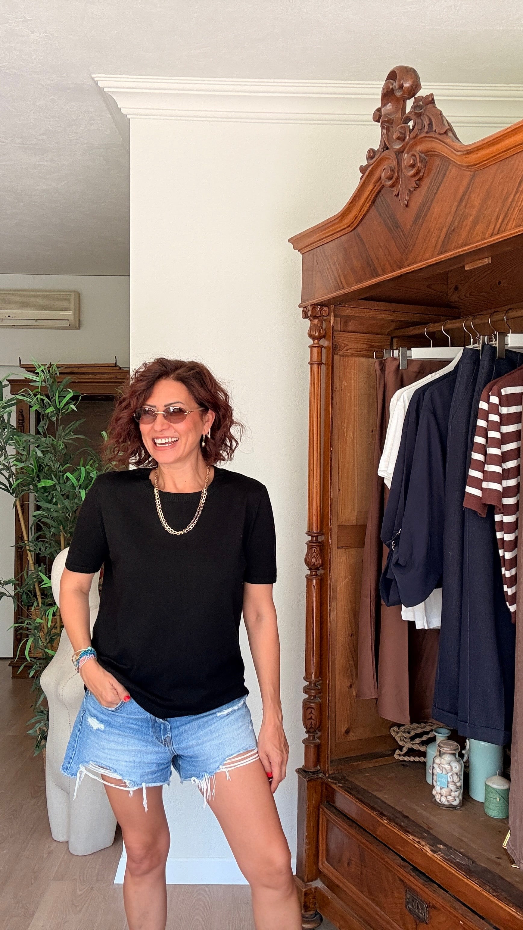 Kısa Kollu Sıfır Yaka Triko Siyah