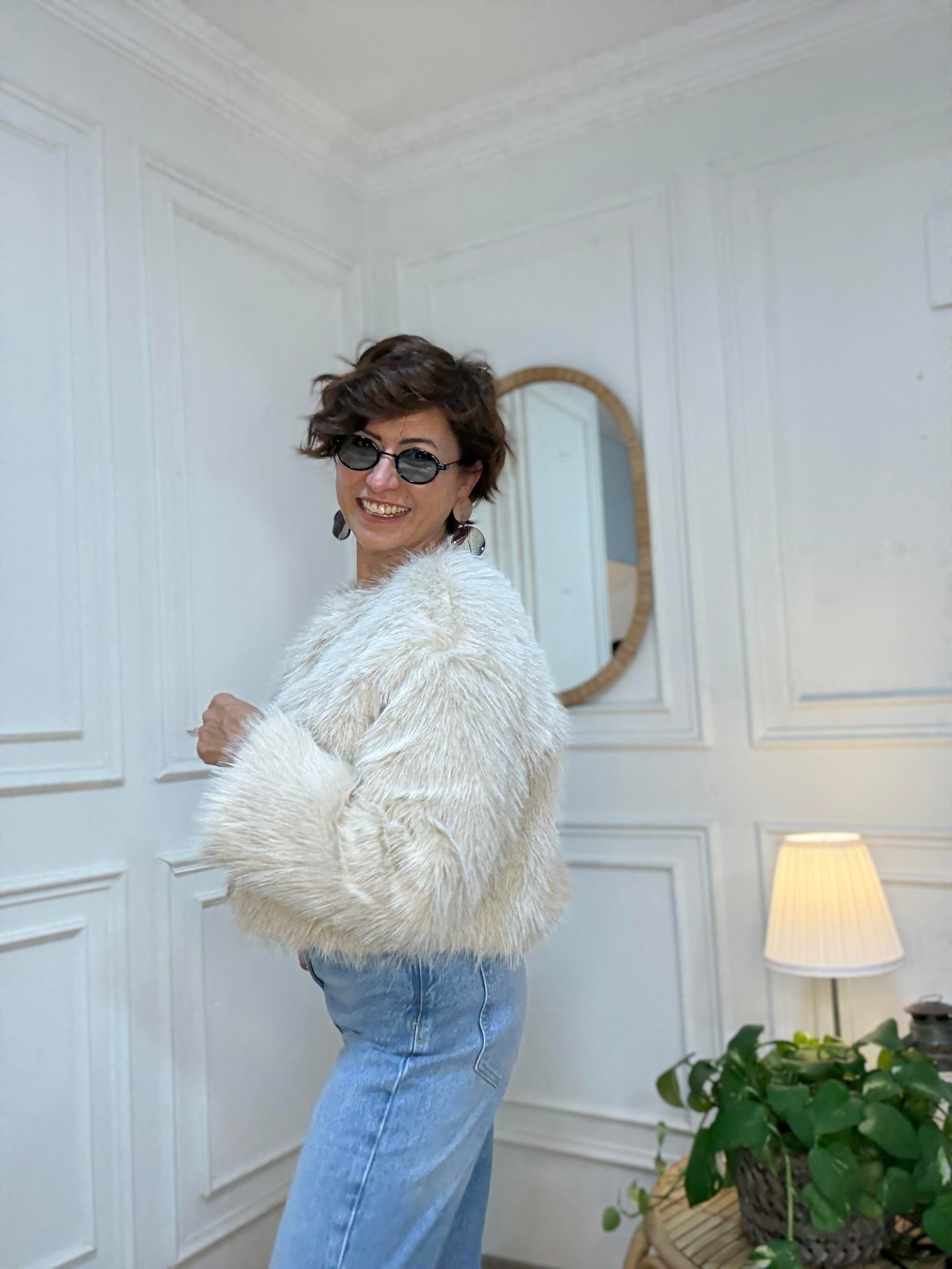 Kısa Lolita Kürk Ekru