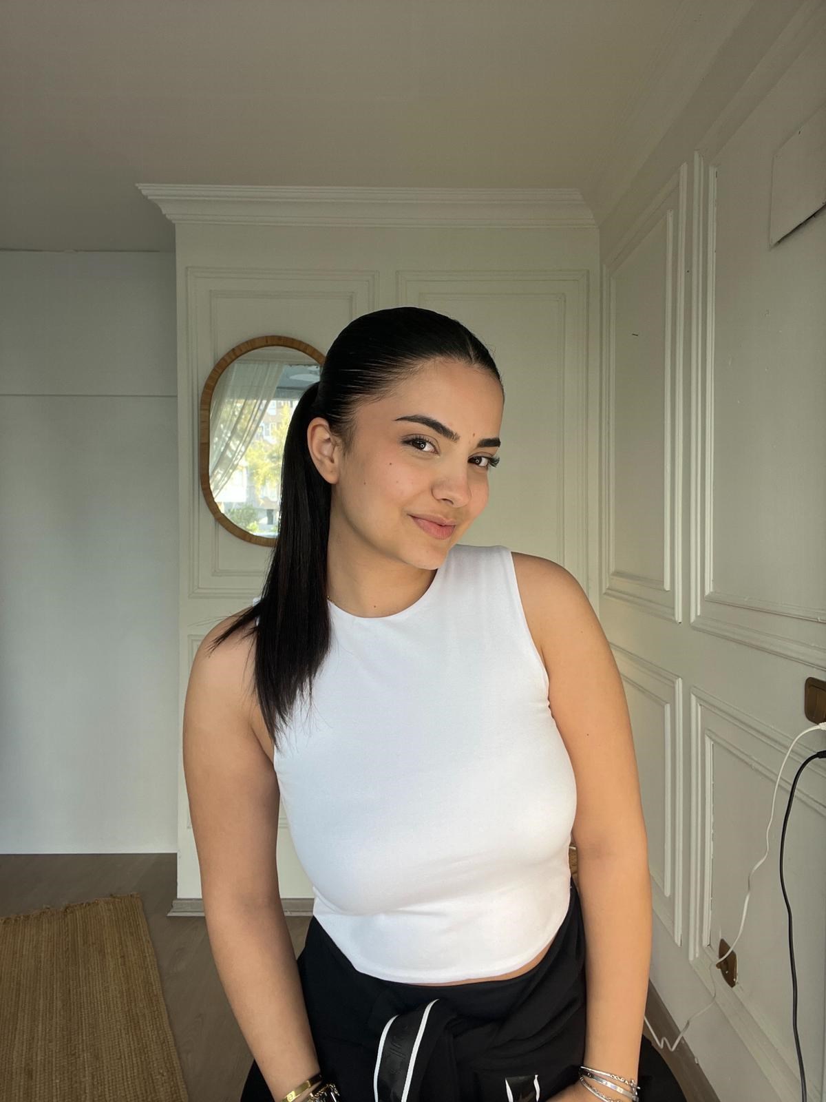 Kolsuz Basic Crop Top Beyaz