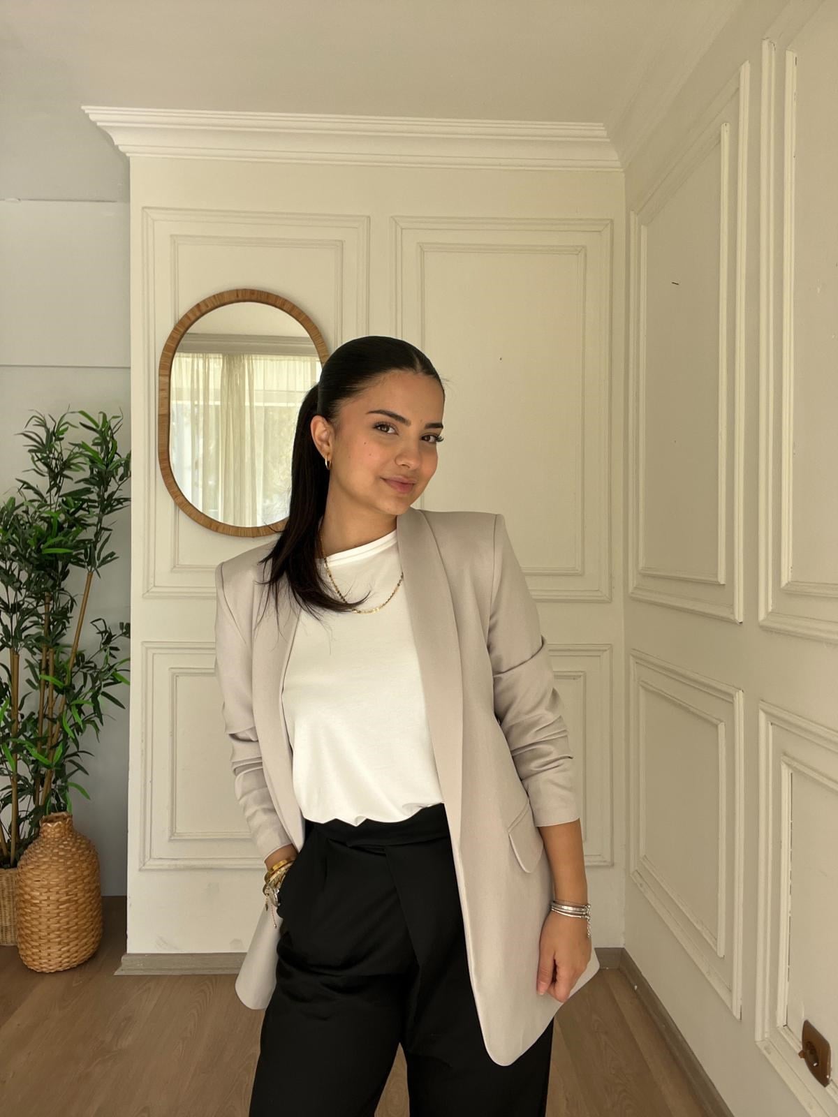 Kolu Büzgülü Blazer Gri