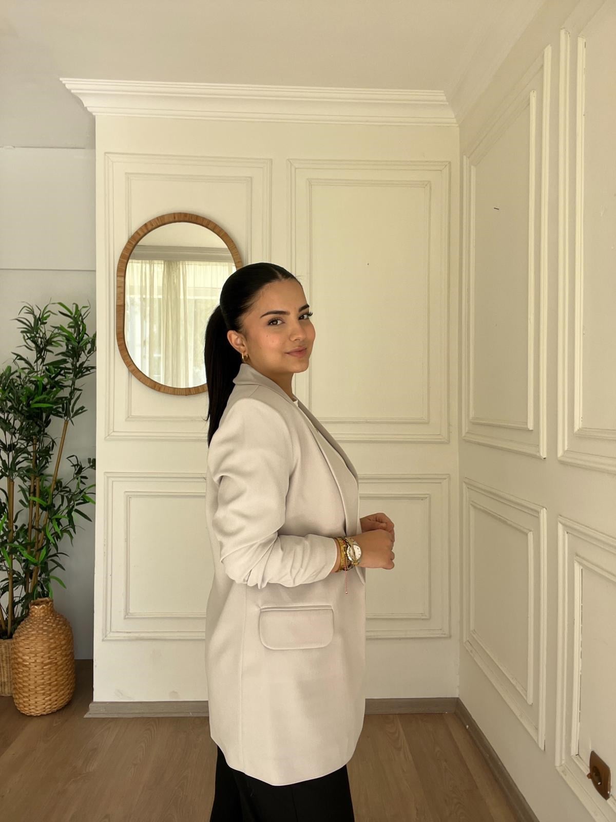 Kolu Büzgülü Blazer Gri
