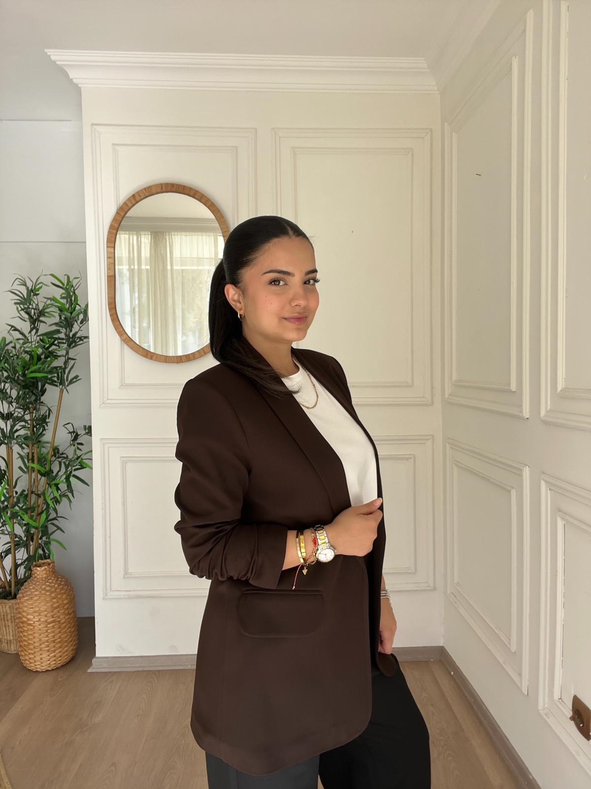Kolu Büzgülü Blazer Kahverengi