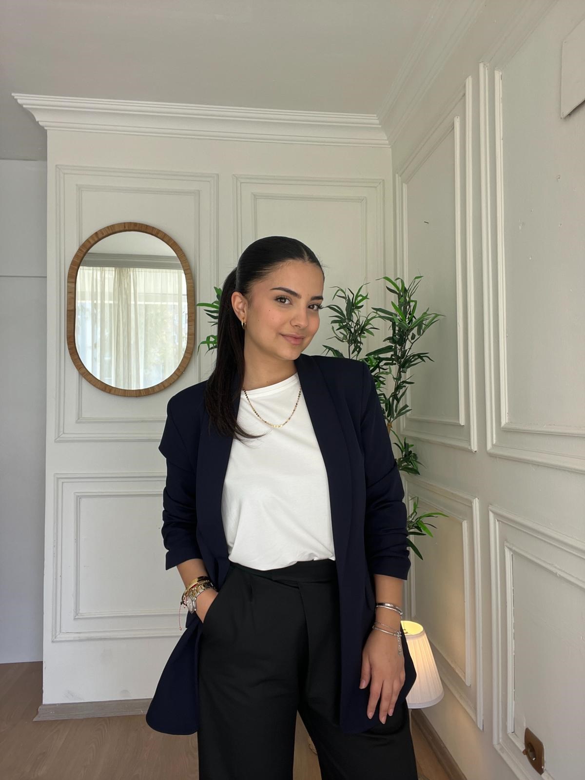 Kolu Büzgülü Blazer Lacivert