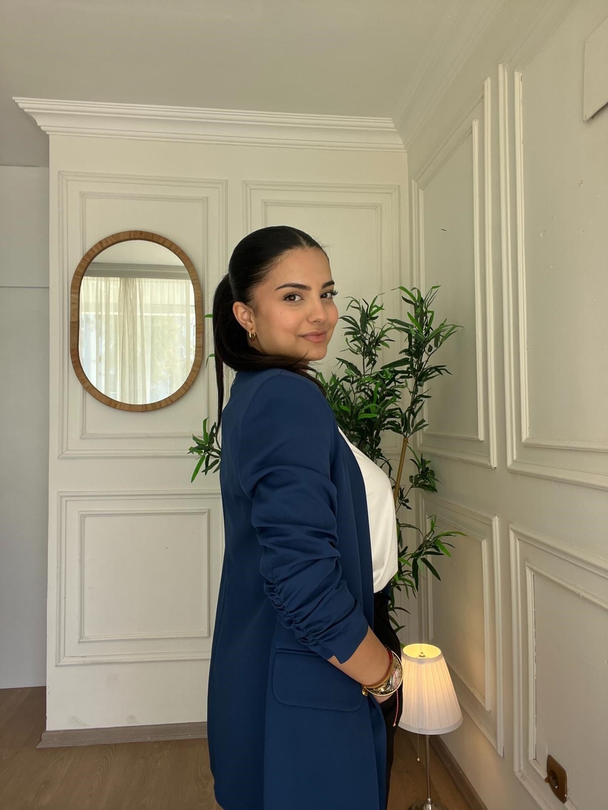 Kolu Büzgülü Blazer Mavi