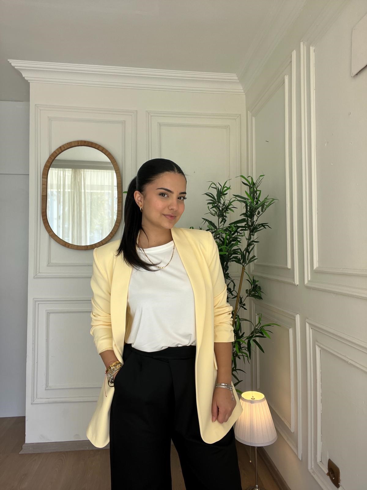 Kolu Büzgülü Blazer Sarı 