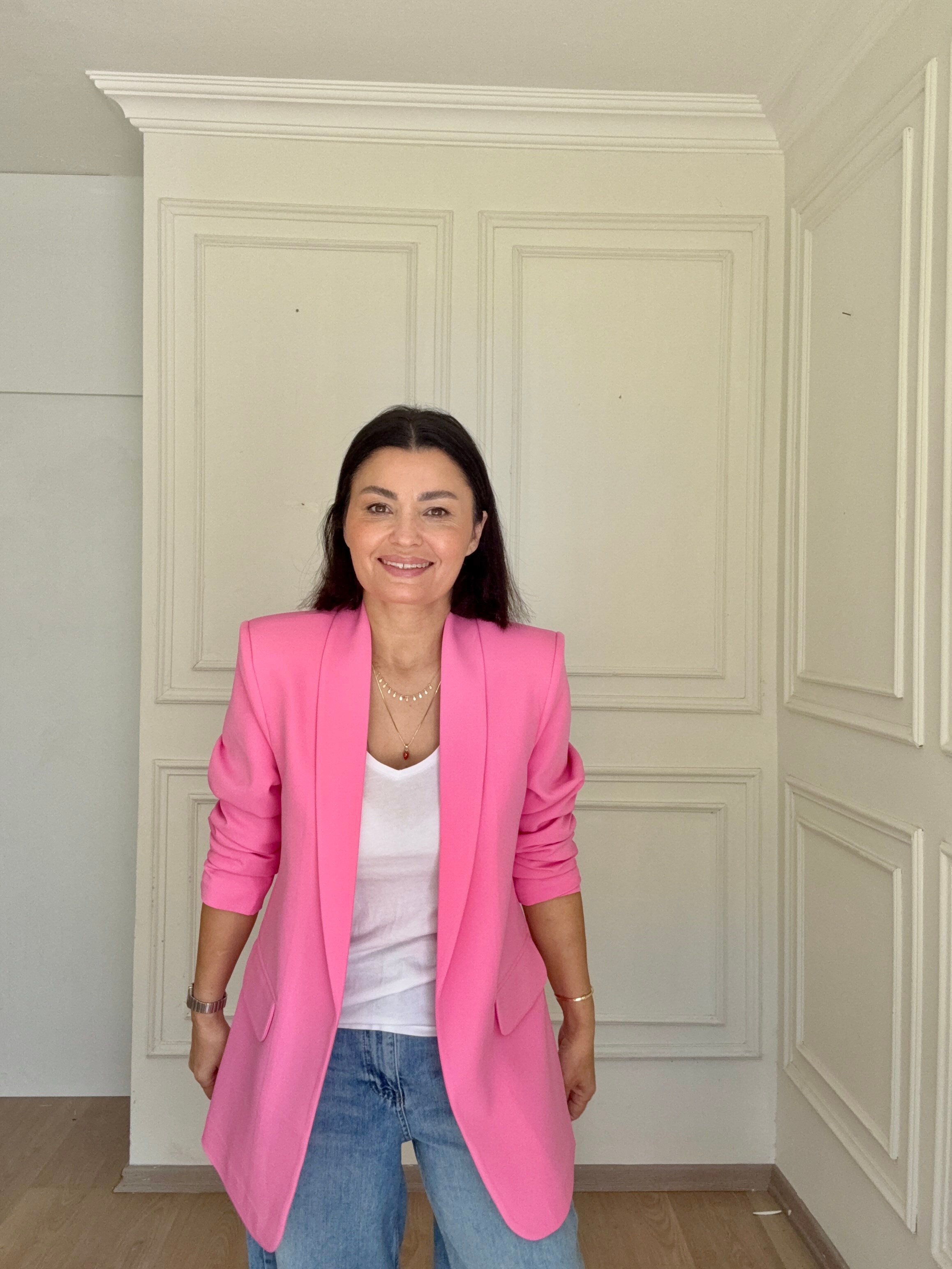Kolu Büzgülü Blazer şeker pembe