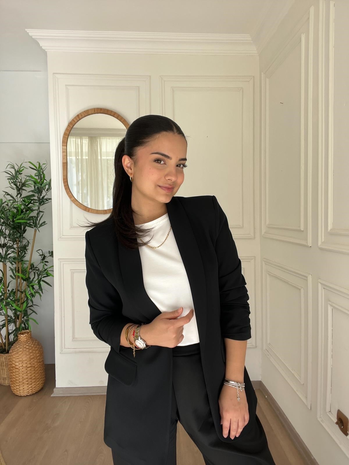 Kolu Büzgülü Blazer Siyah 