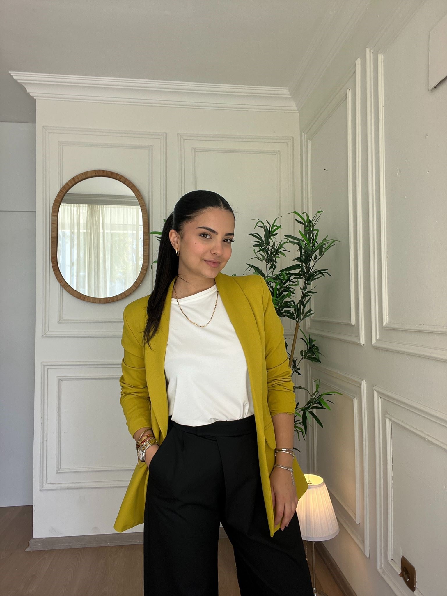 Kolu Büzgülü Blazer Yağ Yeşili
