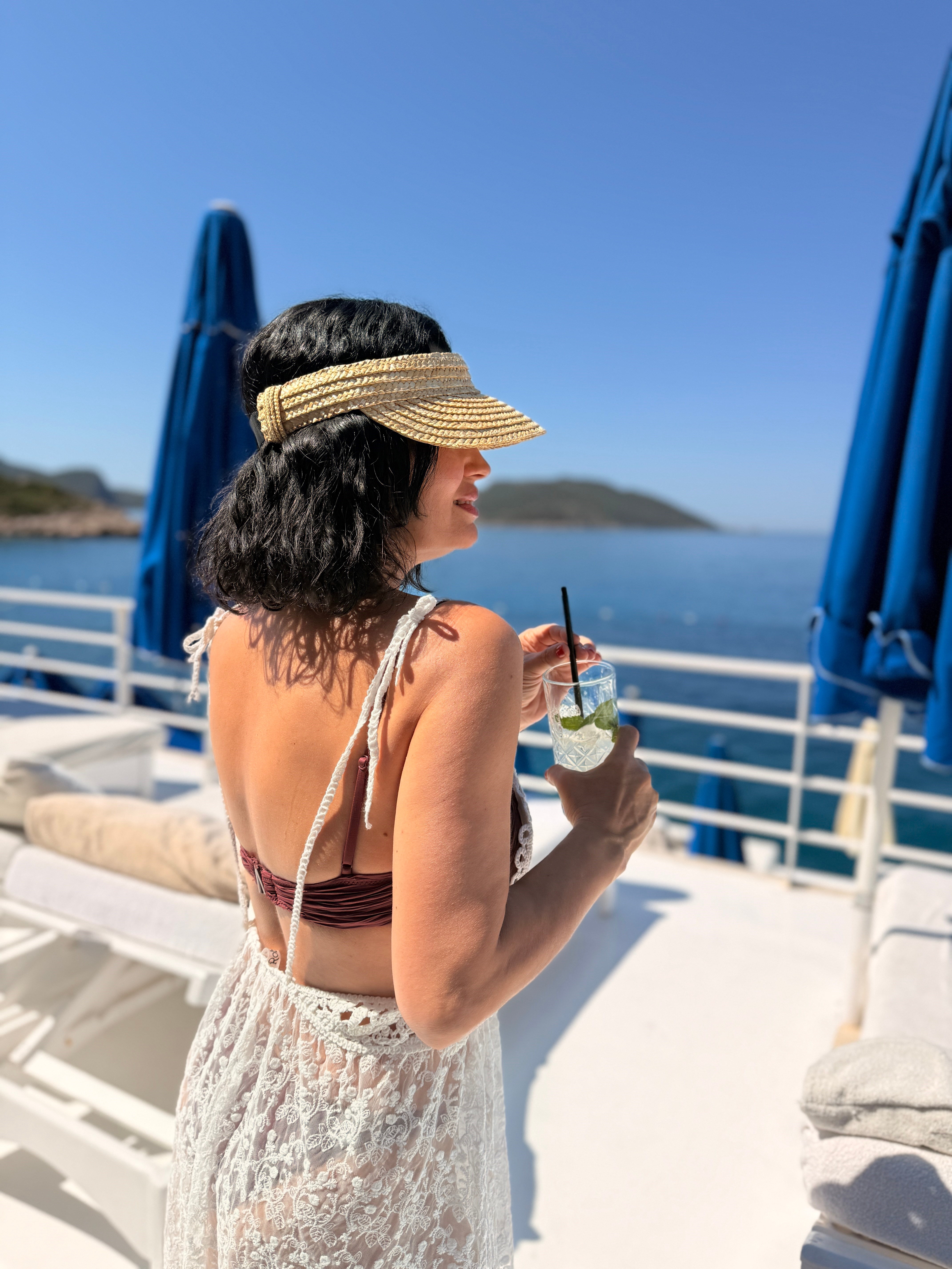 Kroşe Detaylı Plaj Elbise Naturel