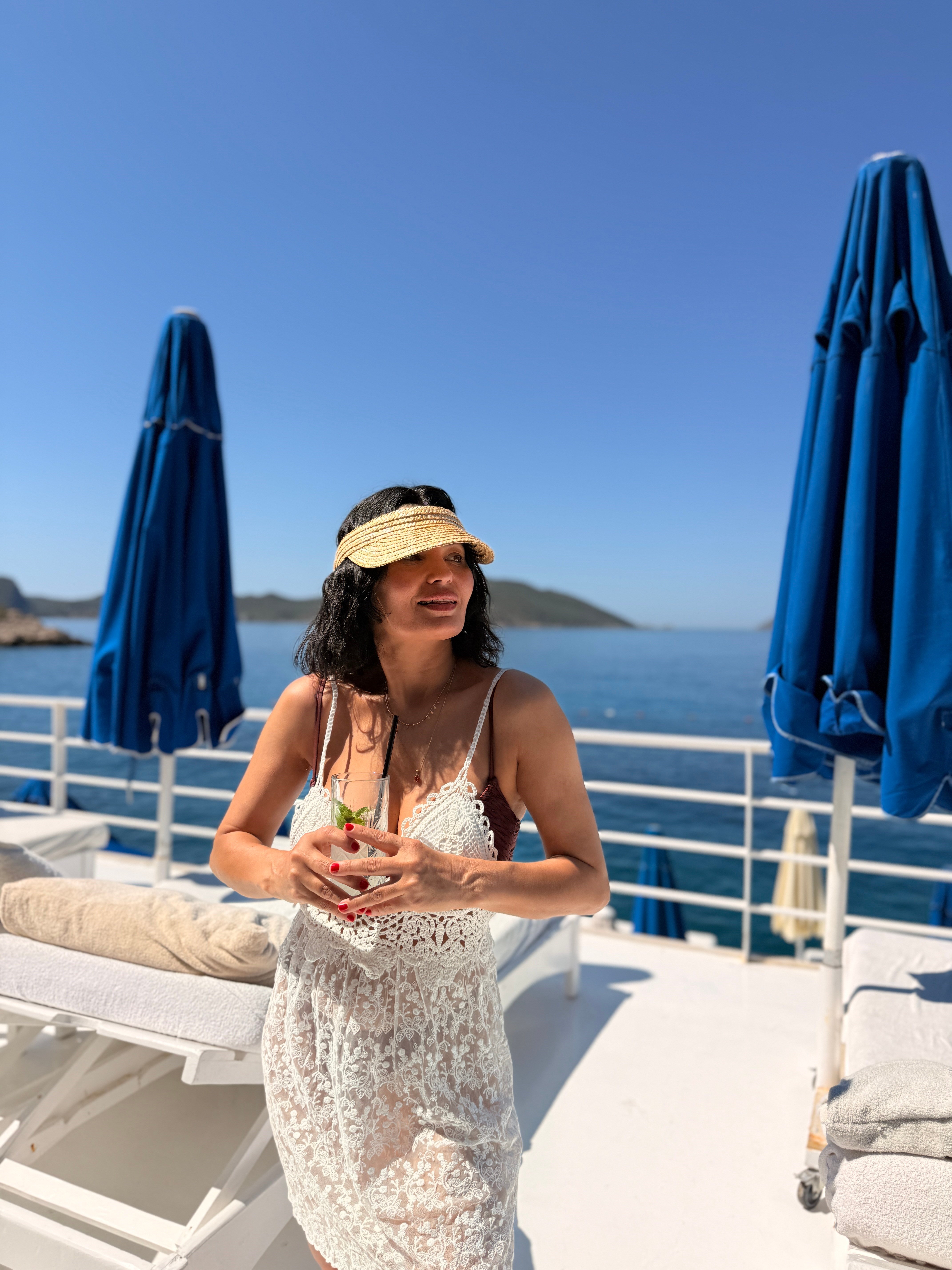 Kroşe Detaylı Plaj Elbise Naturel