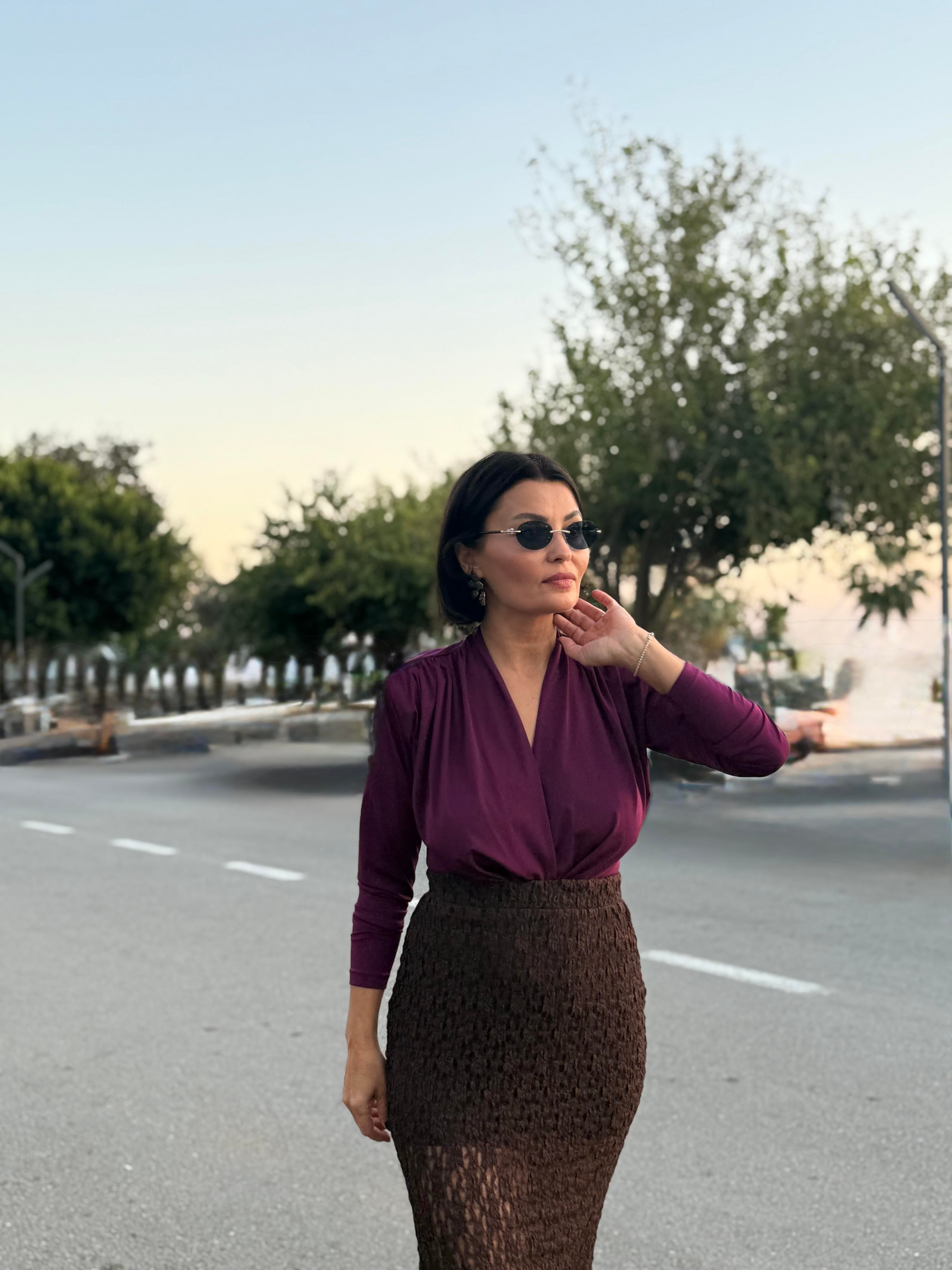 Kruvaze Bodysuit Mürdüm 