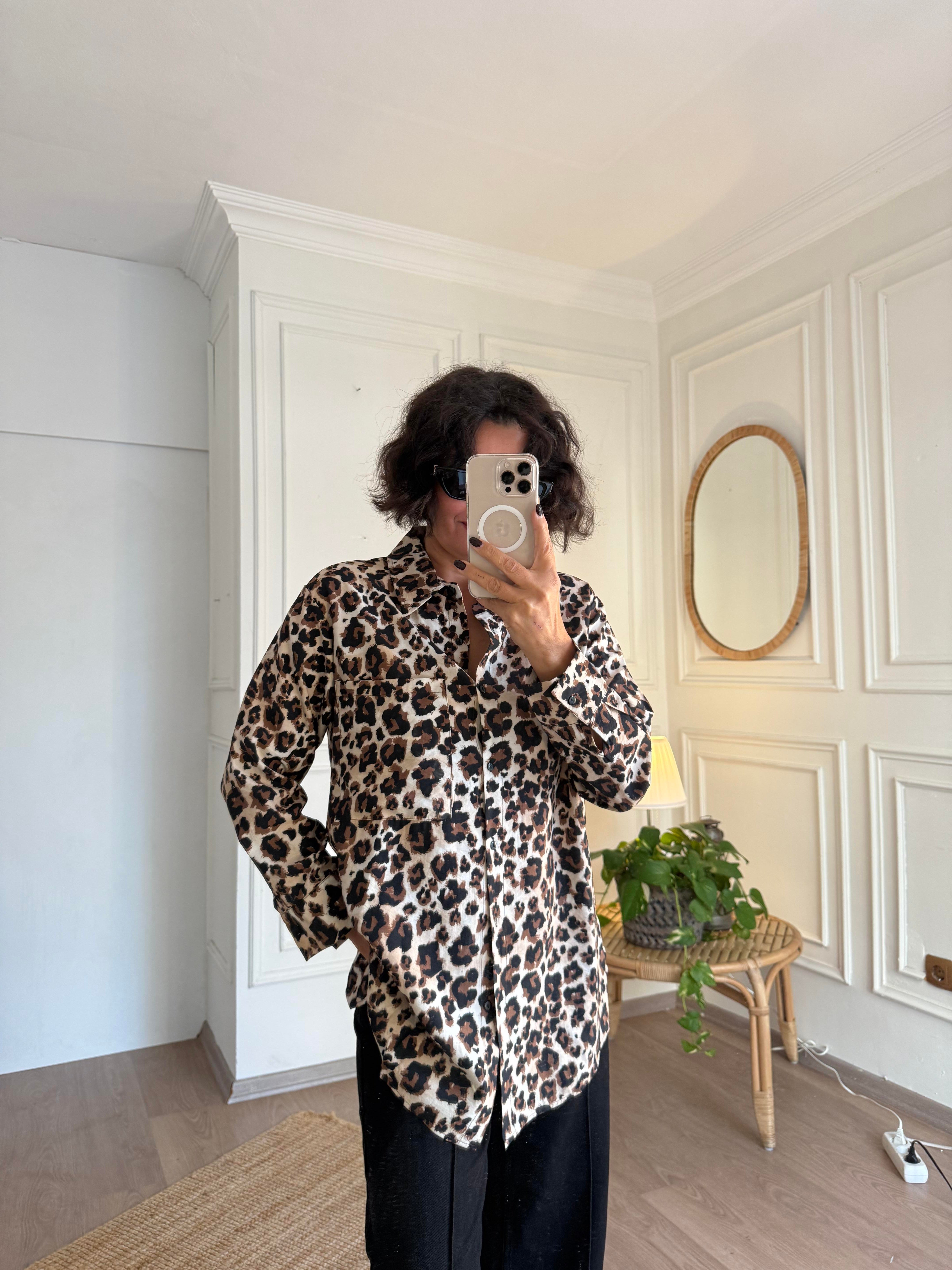 Leopar Desen Gömlek
