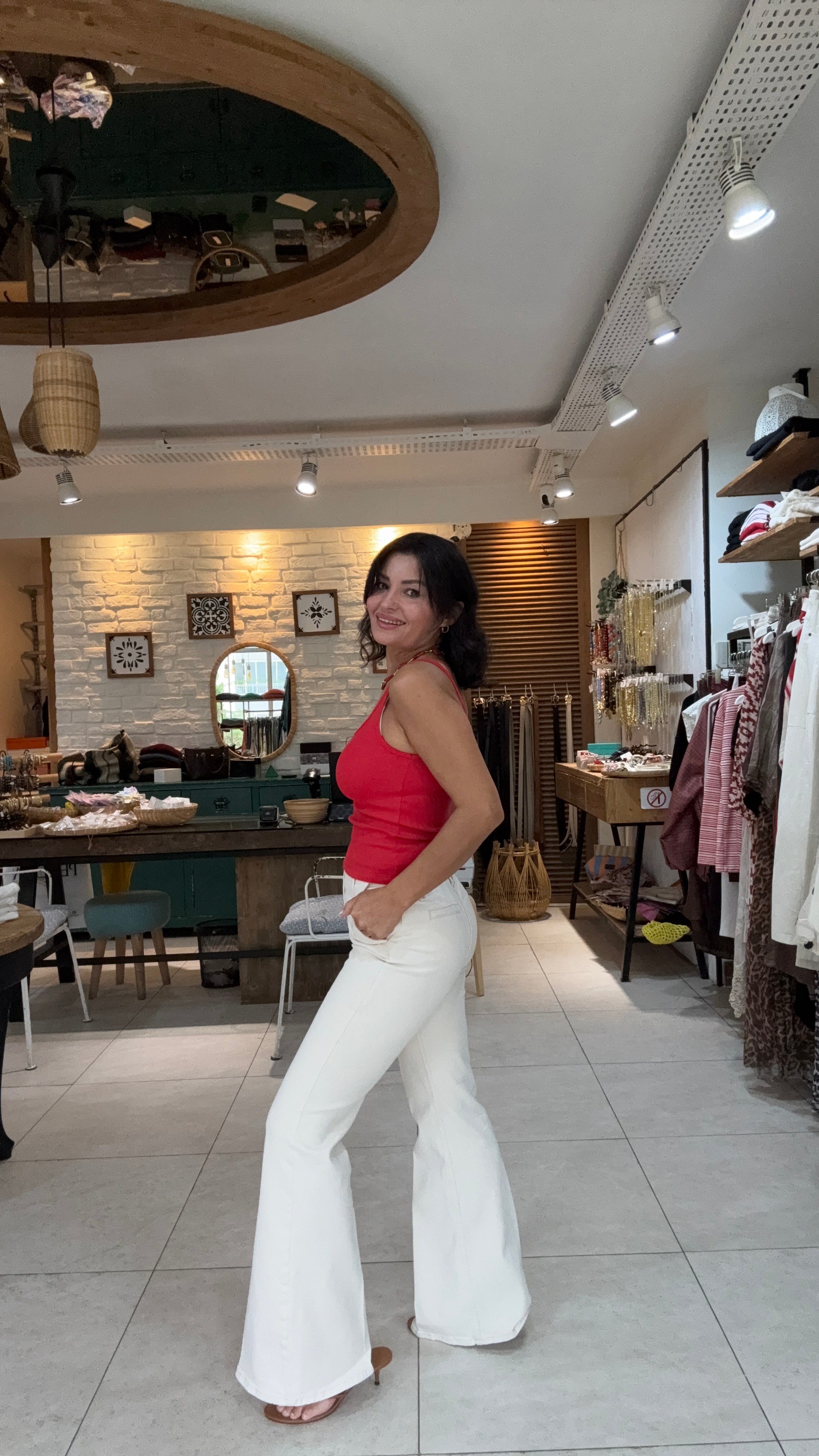 Likralı İspanyol Paça Slim Pantolon