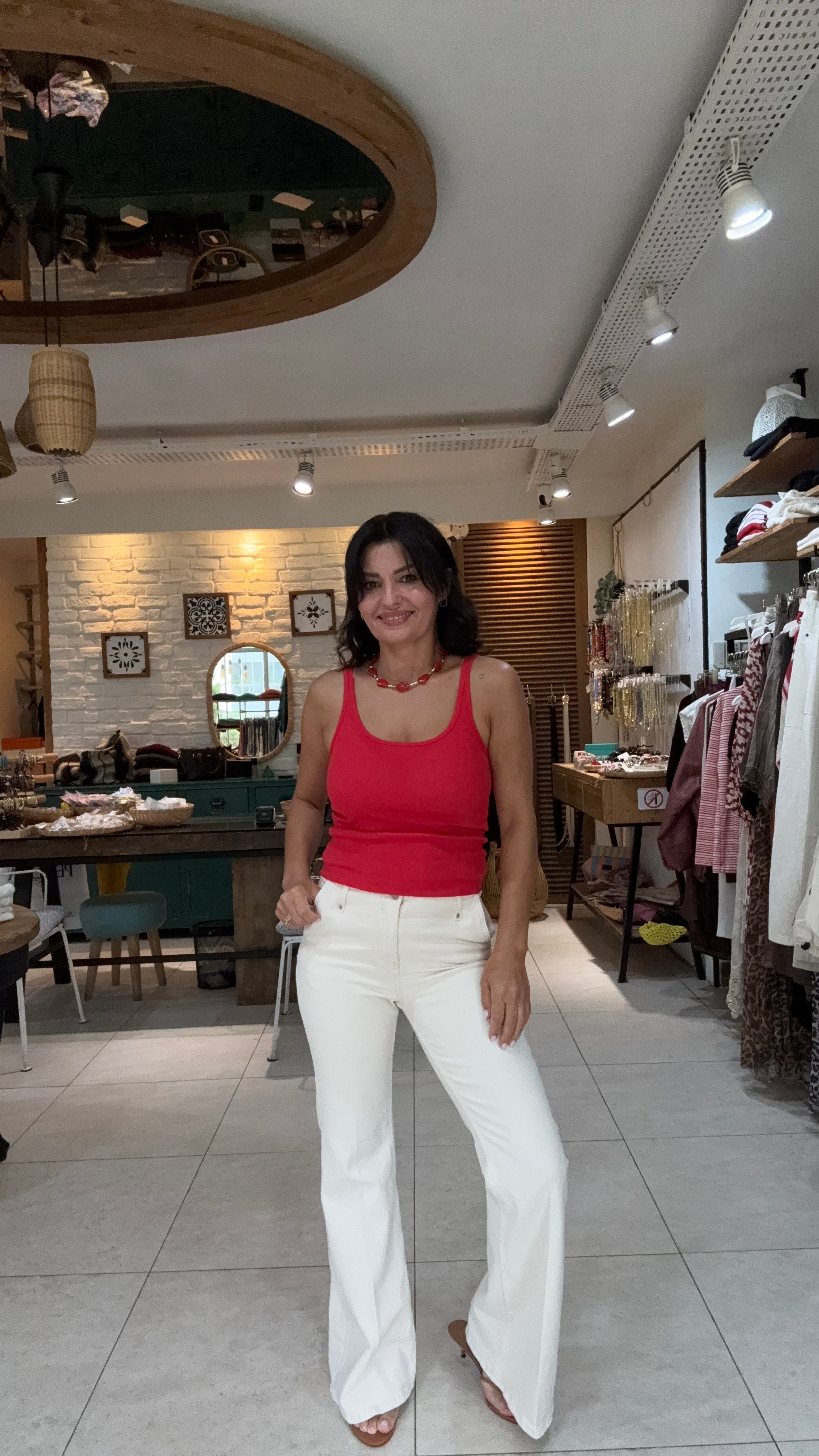 Likralı İspanyol Paça Slim Pantolon