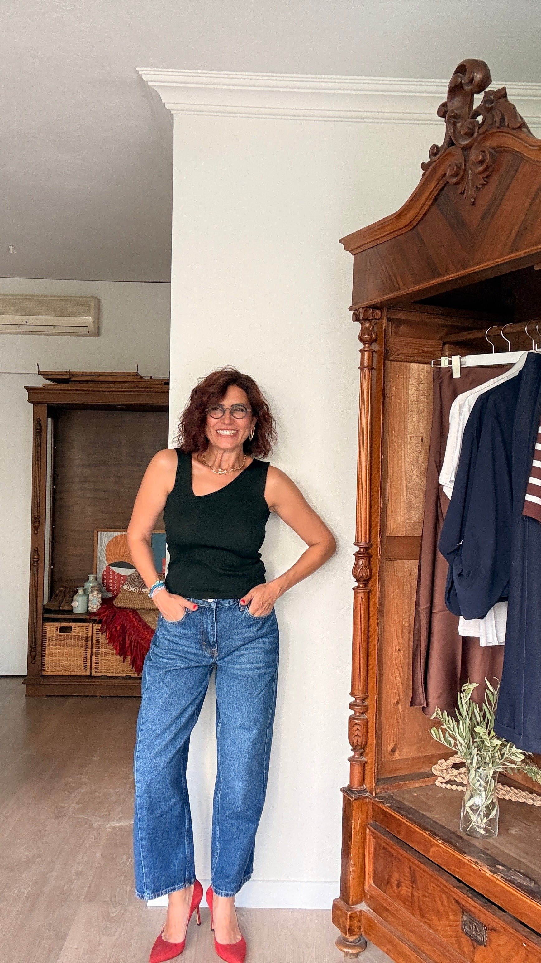 Mid Rise Relaxed Leg Pantolon Mavi