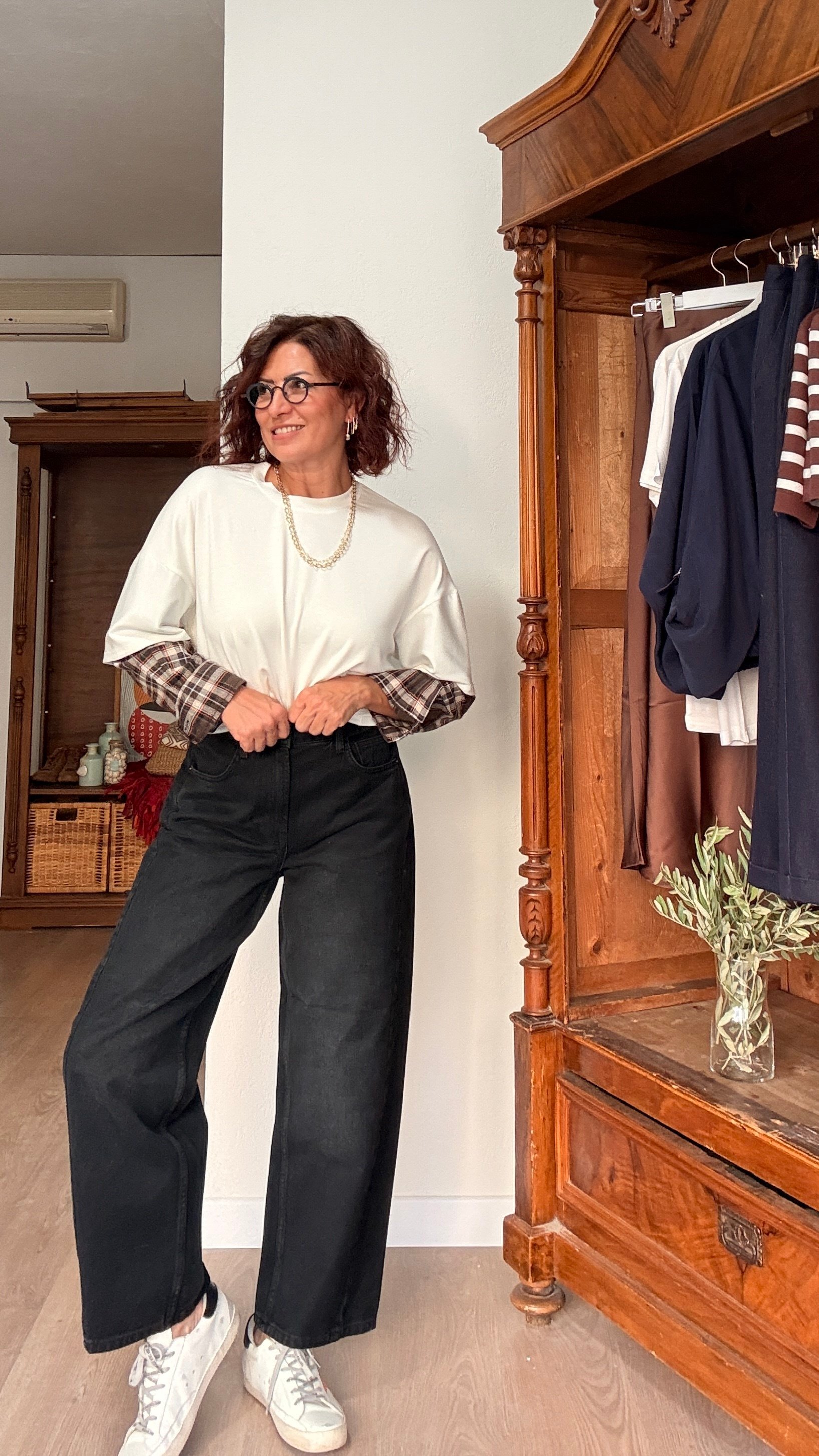 Mid Rise Relaxed Leg Pantolon Siyah