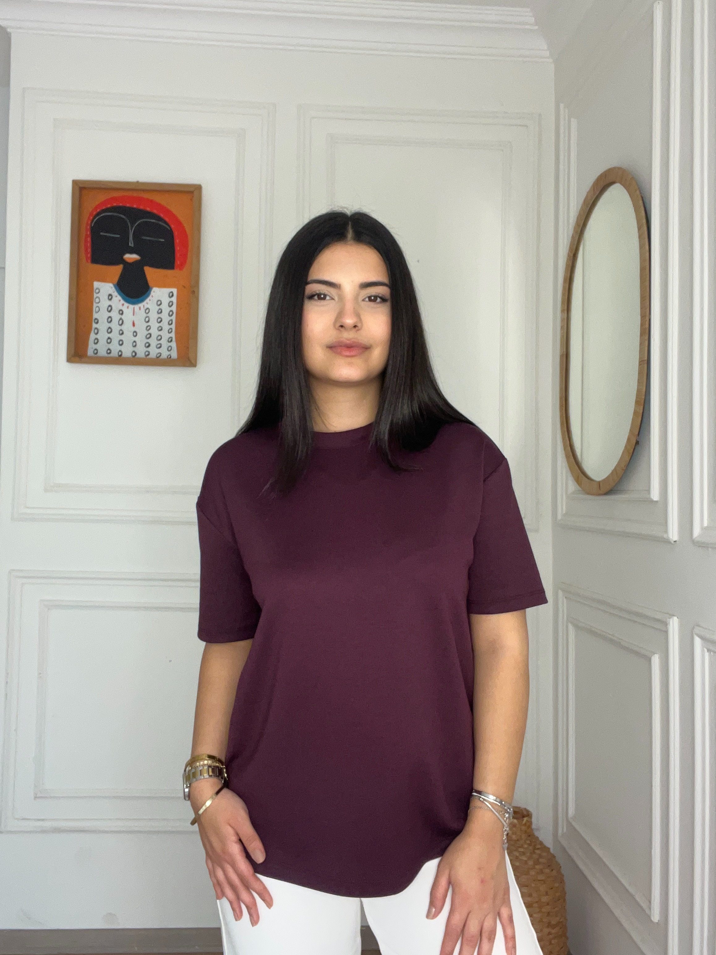 Modal Kumaş Tshirt Bordo