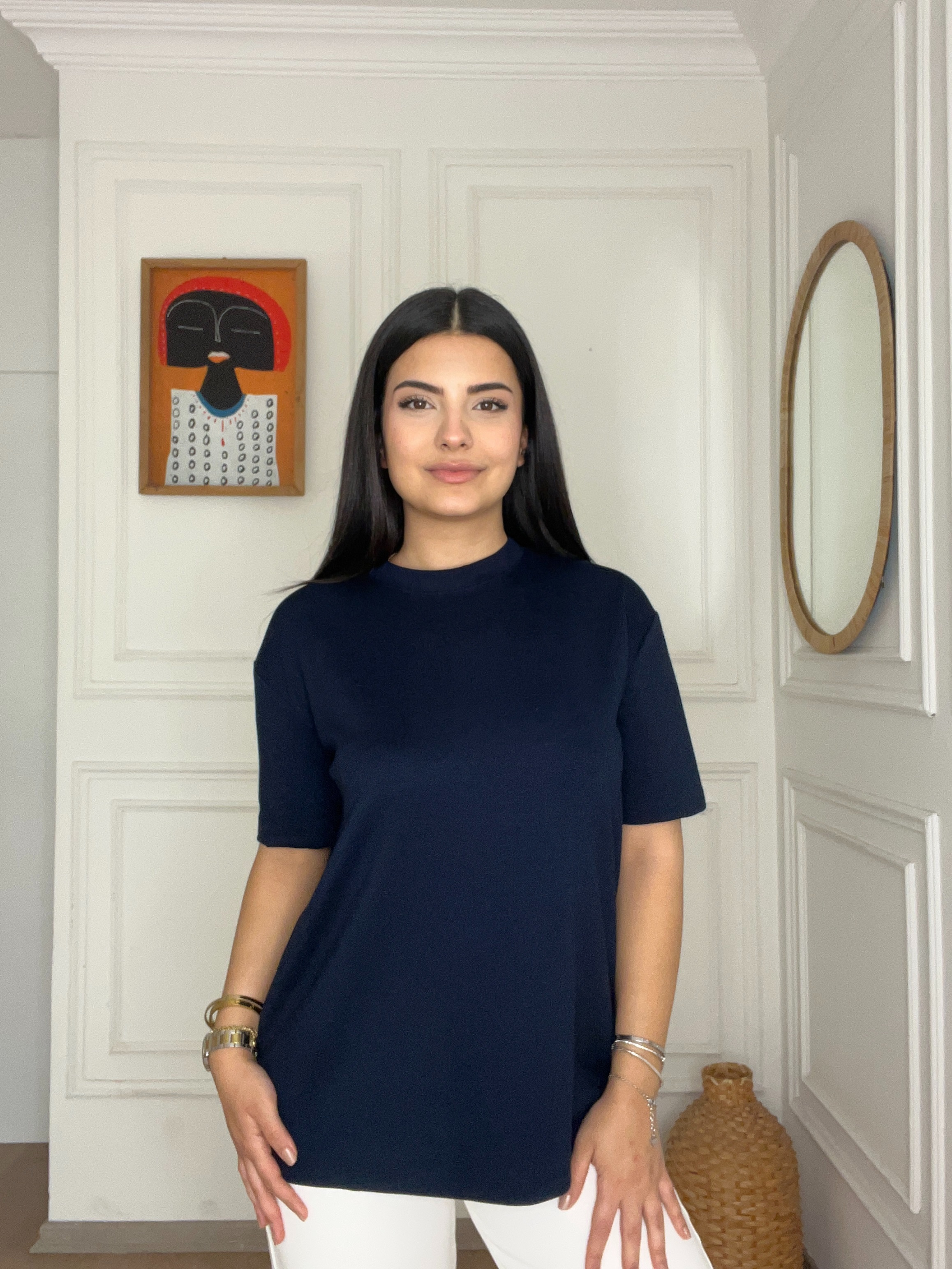 Modal Kumaş Tshirt Lacivert