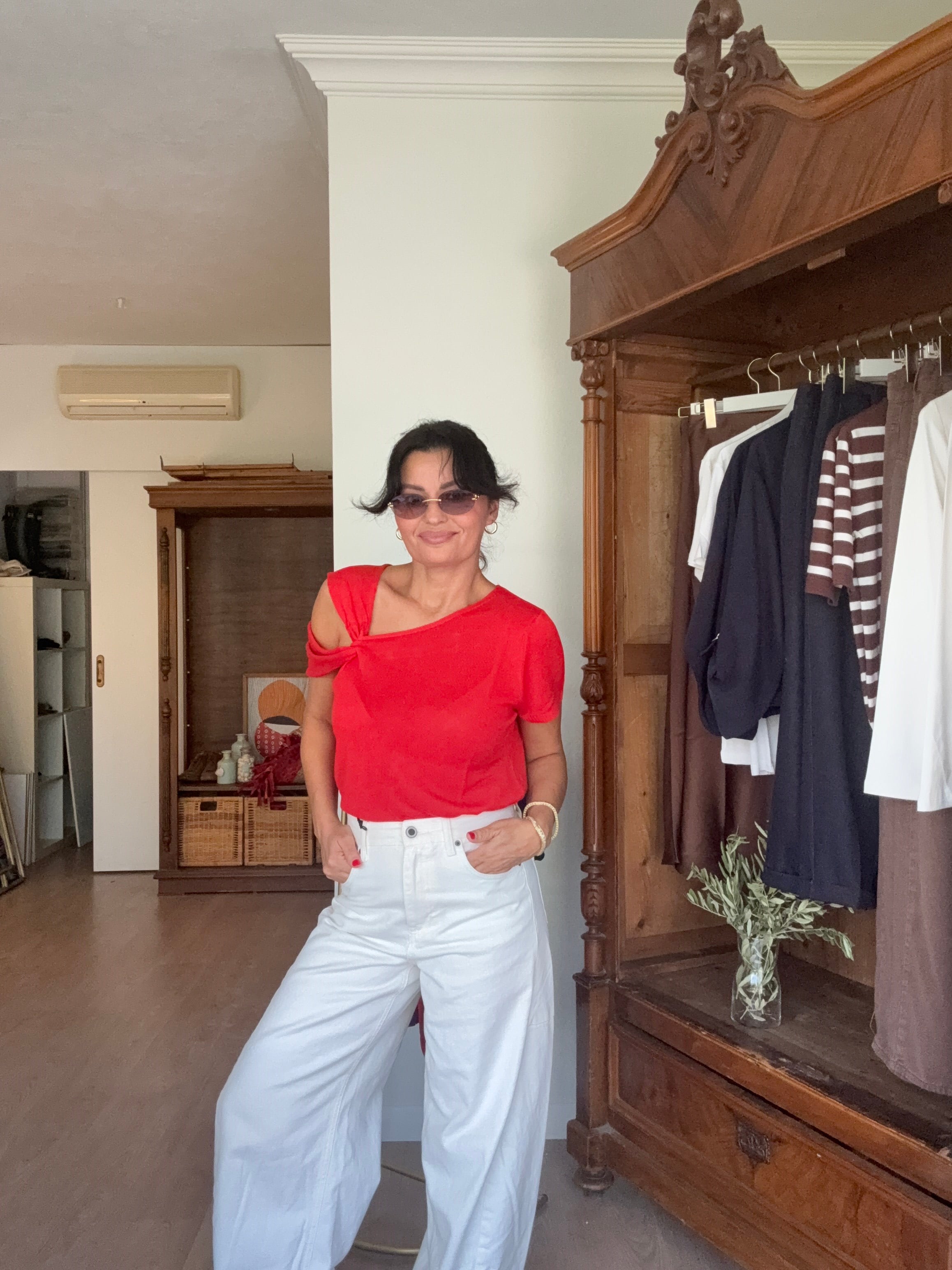 Omuz Detaylı Triko Kırmızı