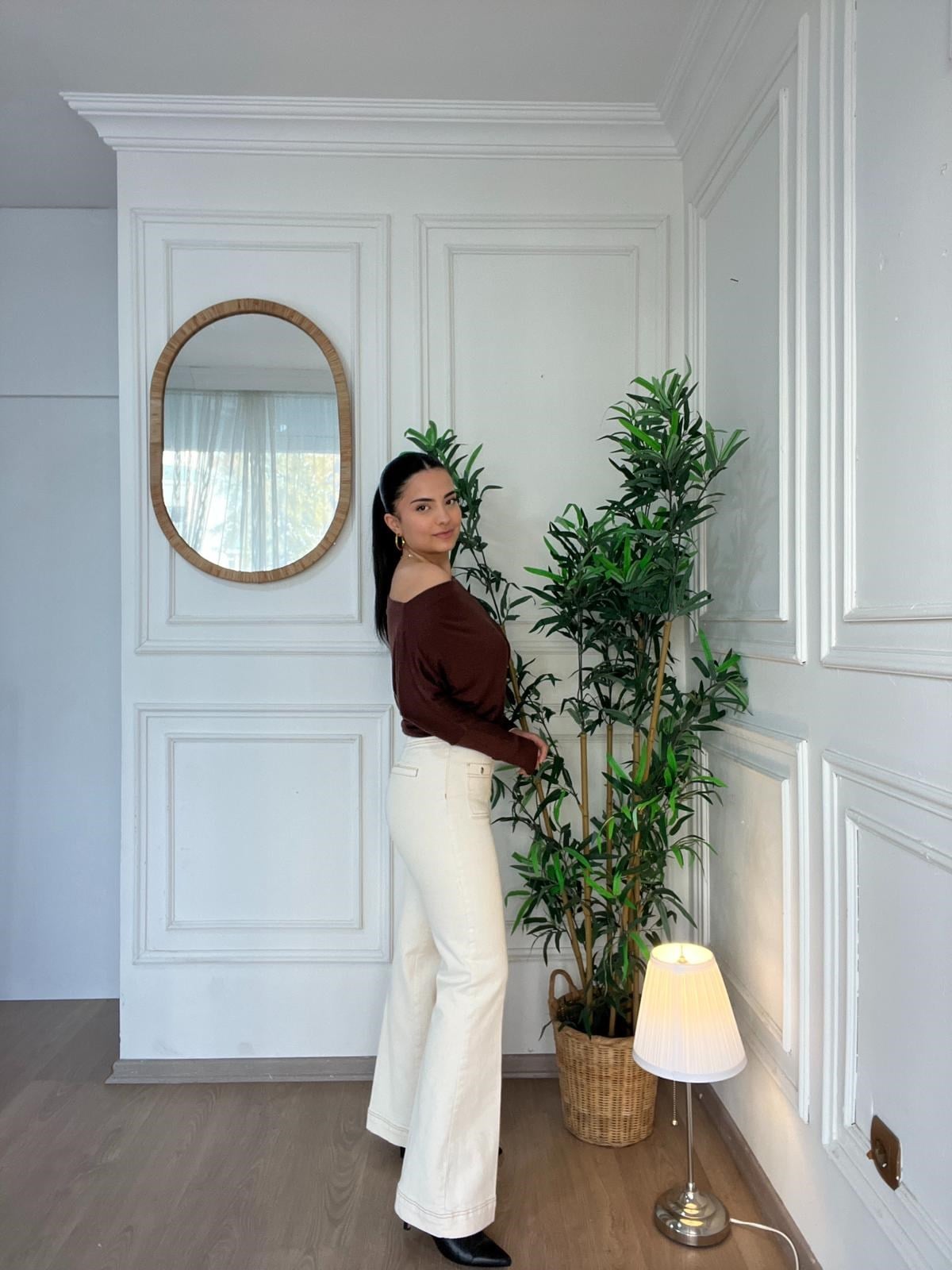Önü Cepli Likralı Jean Ekru