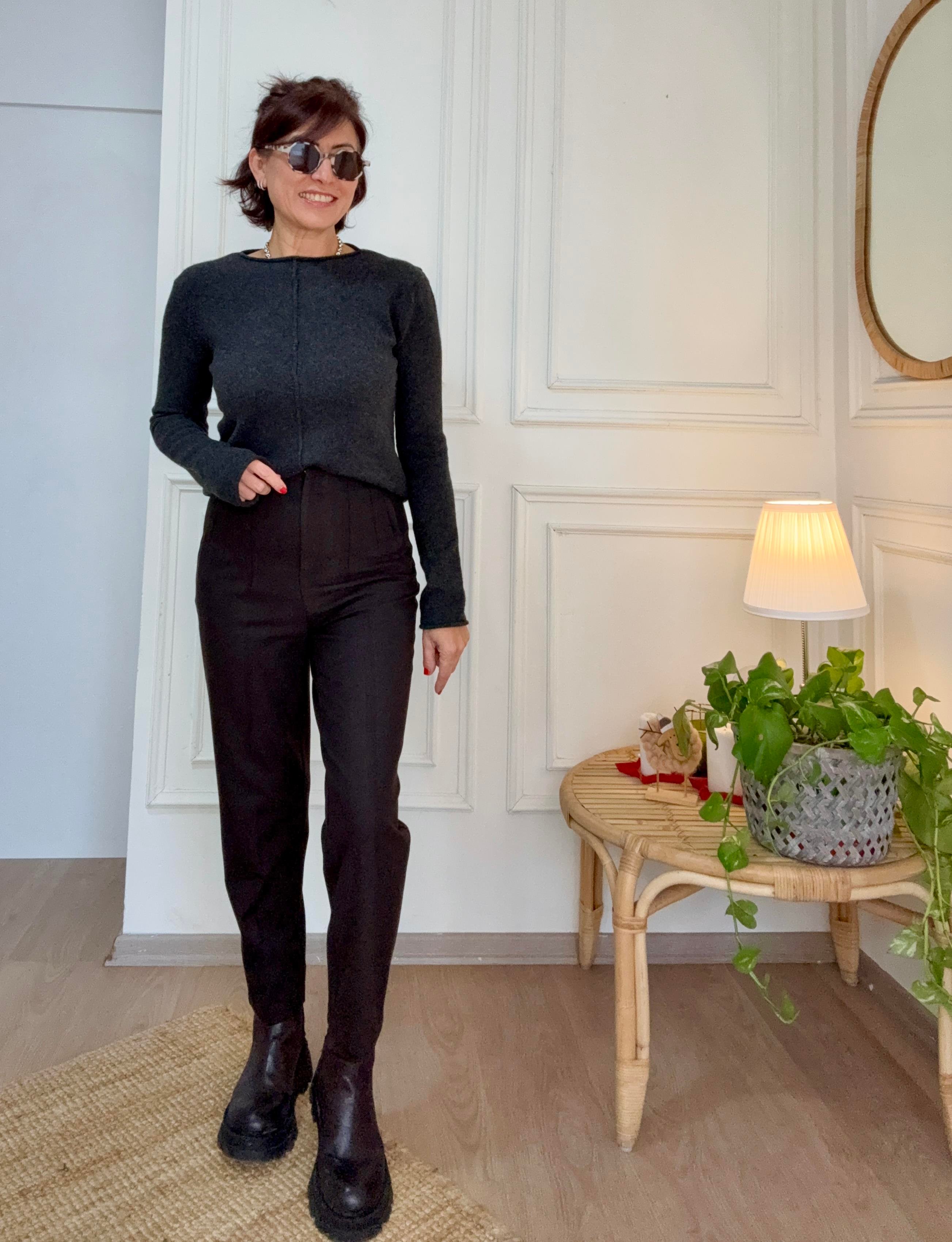 Önü Flotalı İnce Kaşe Pantolon Kahverengi
