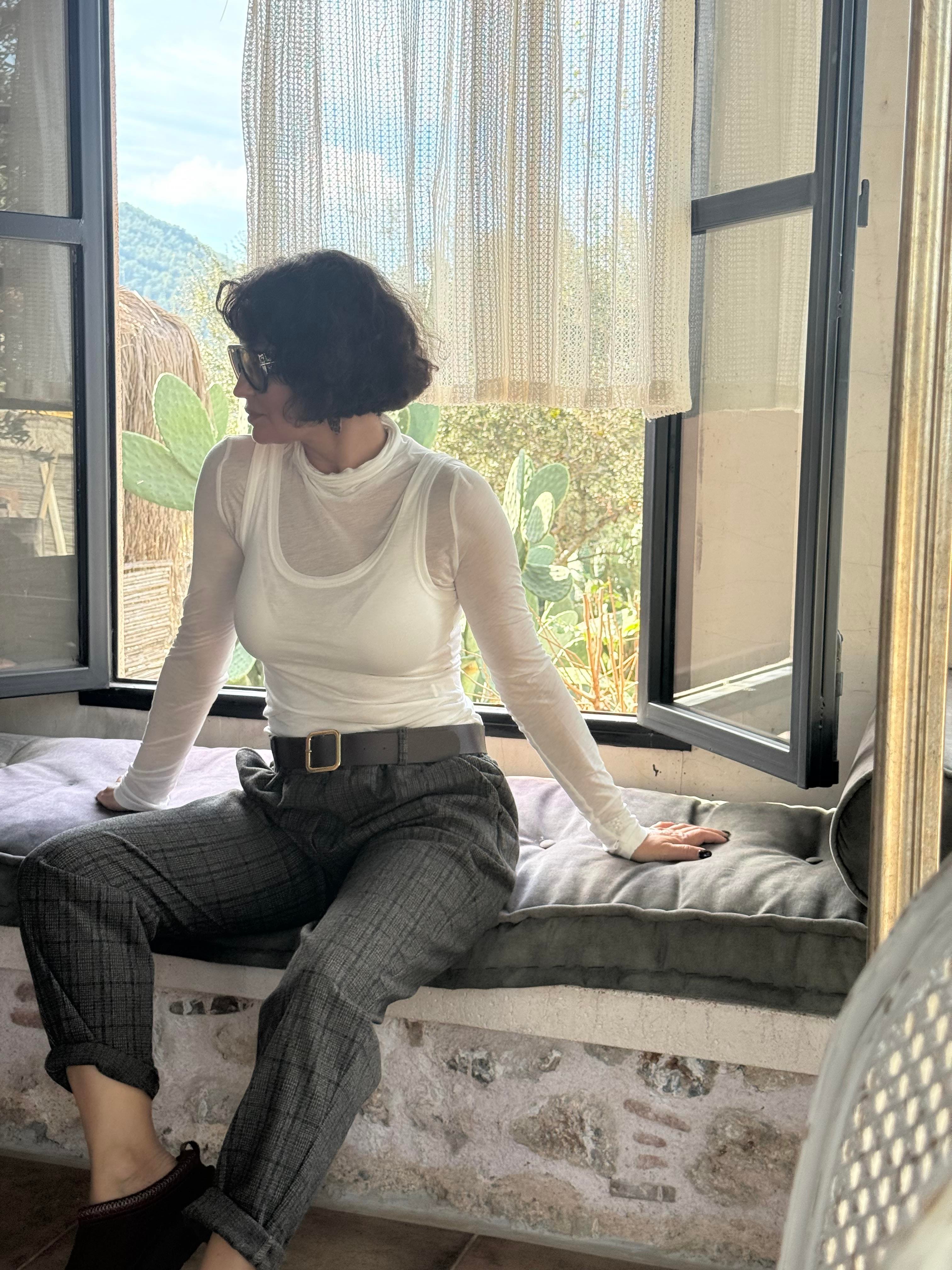 Örme Atlet Detaylı Body Ekru