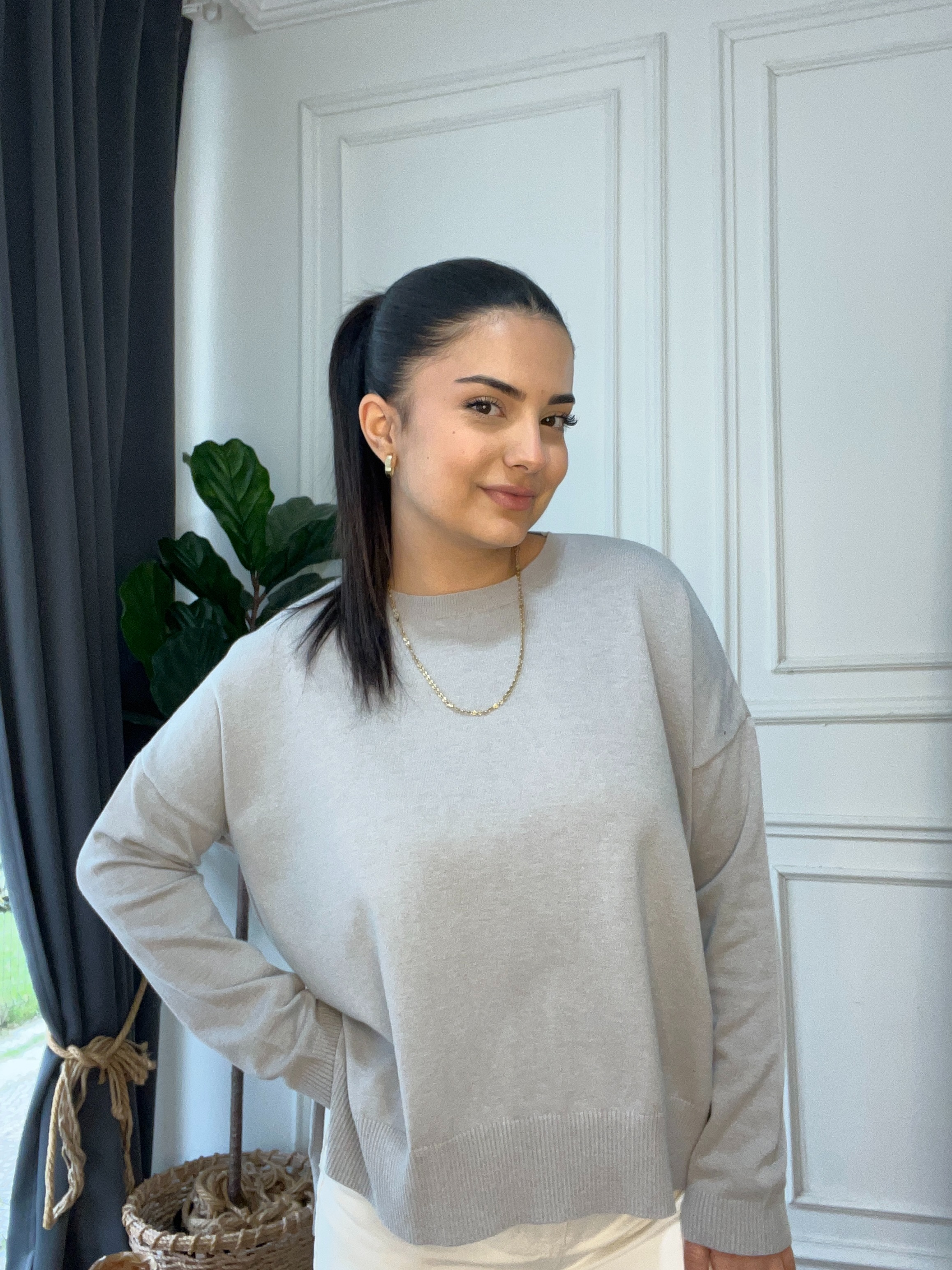 Oversize Triko Kazak Gri