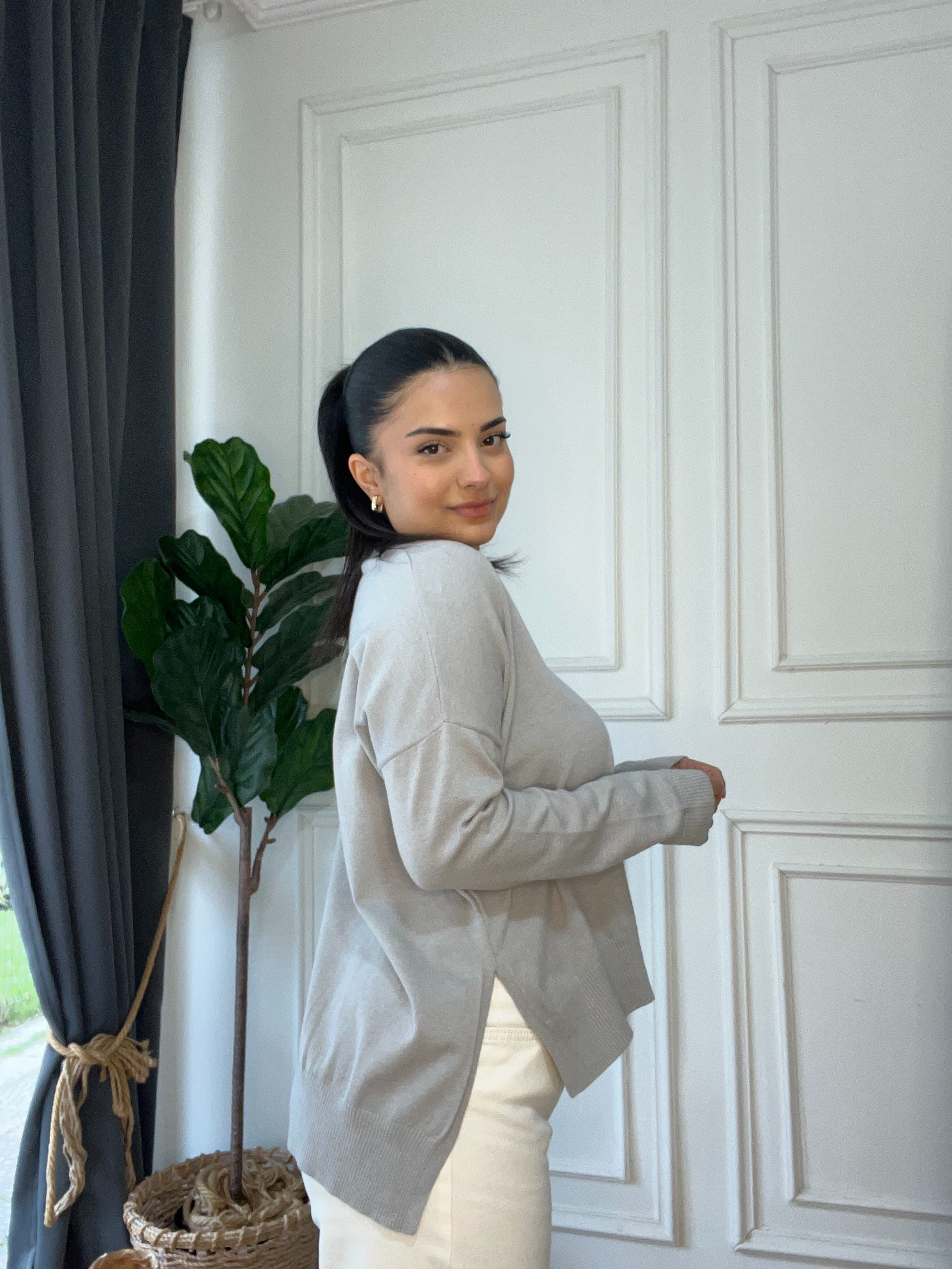 Oversize Triko Kazak Gri