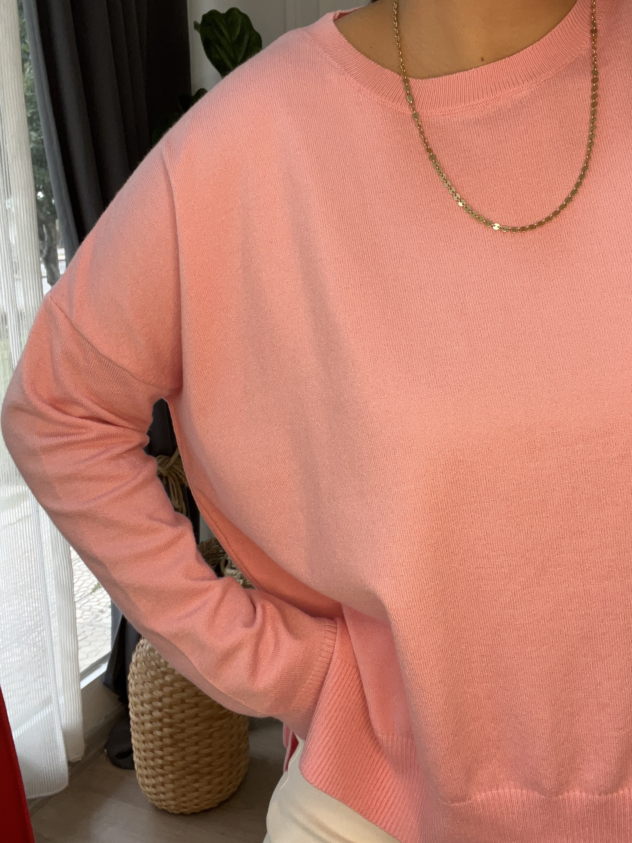 Oversize Triko Kazak Pembe