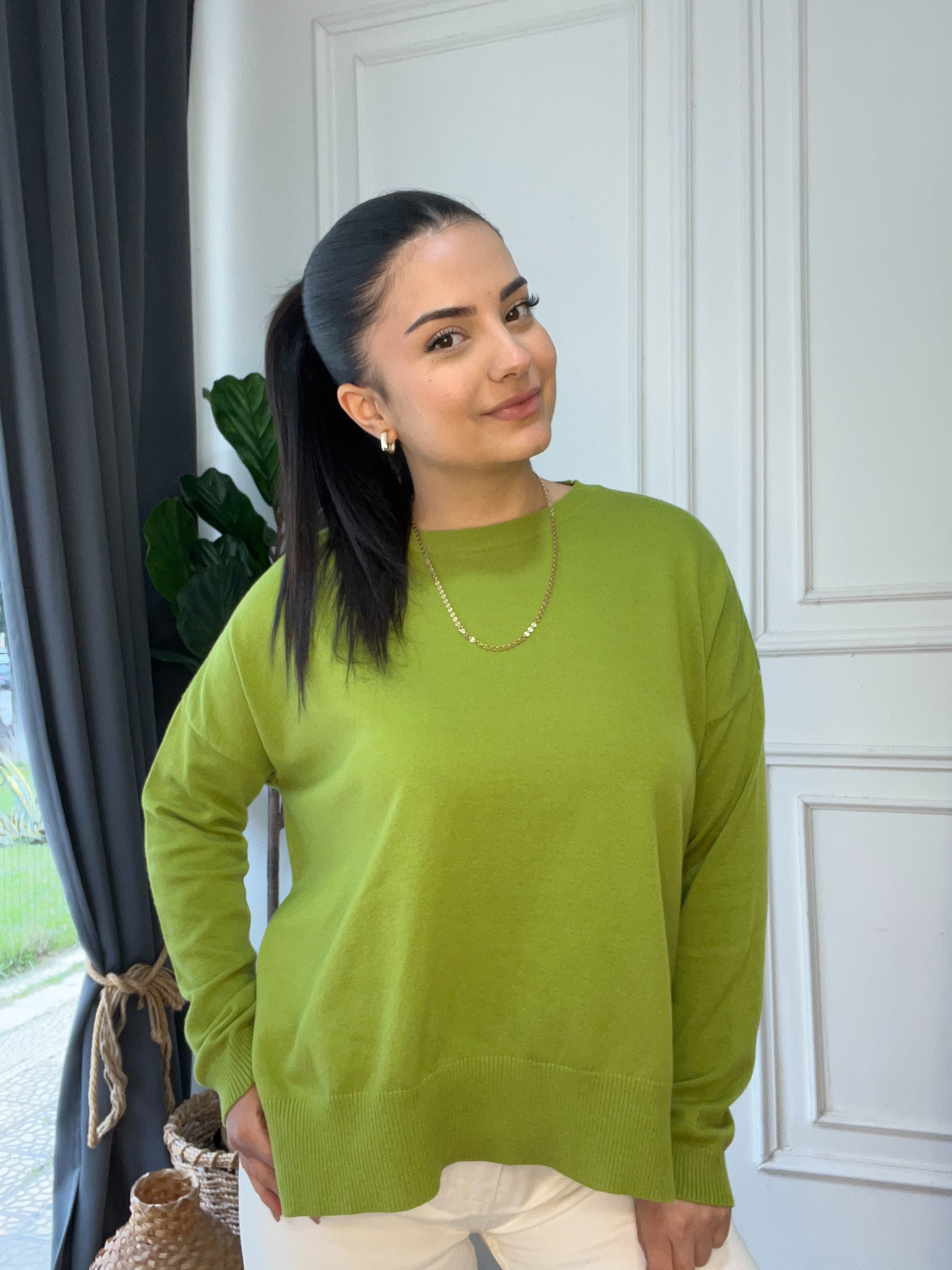Oversize Triko Kazak Yeşil