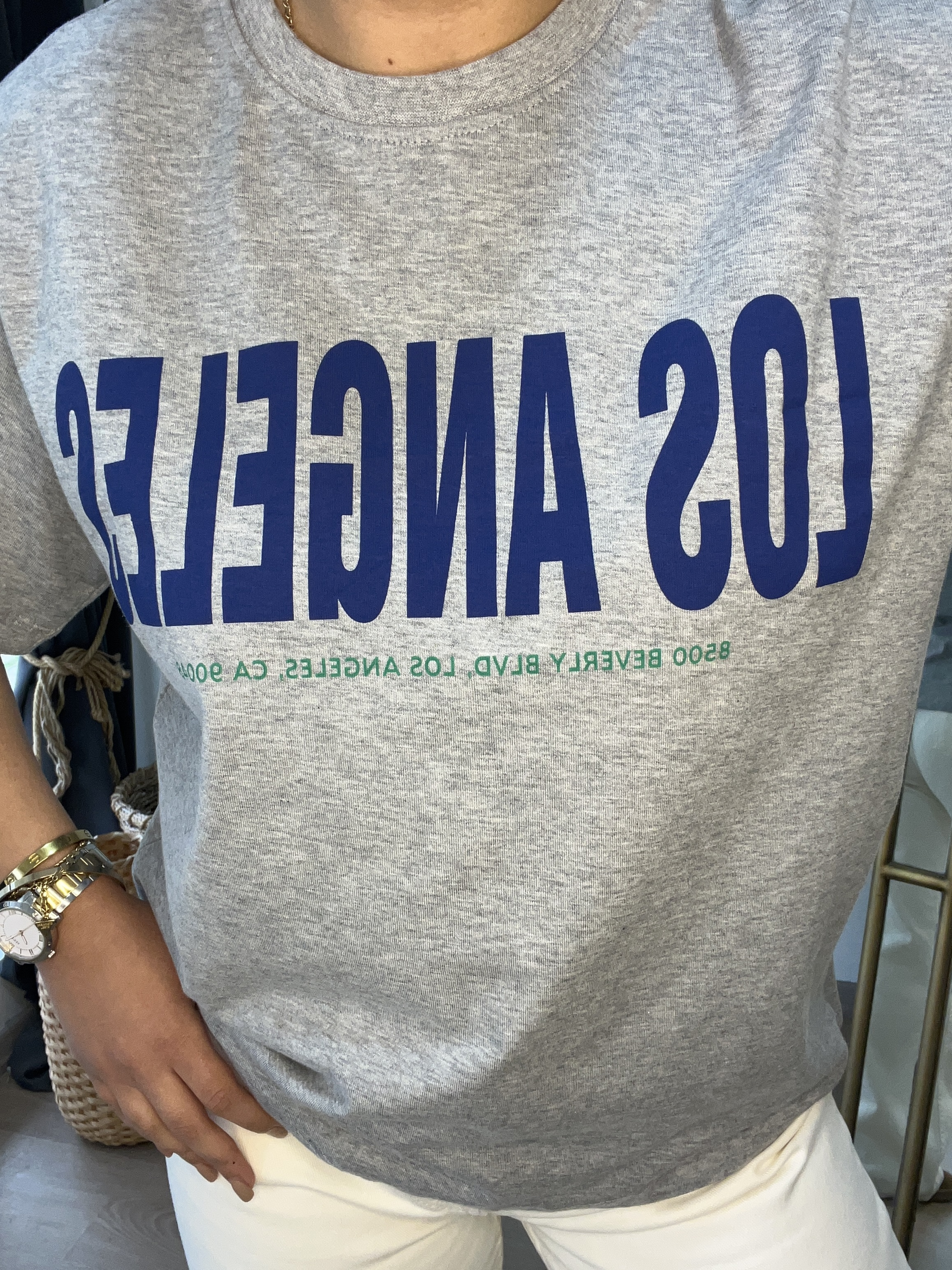 Oversize YazılıTshirt Gri 