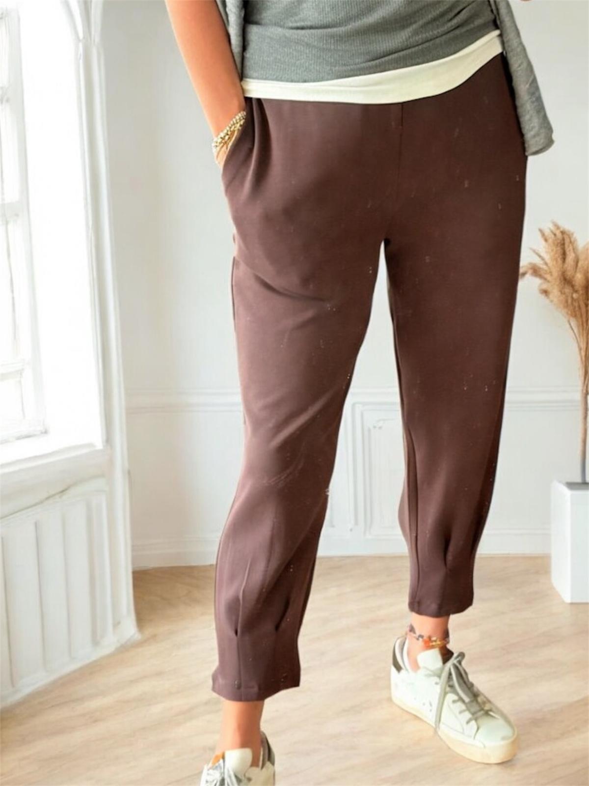 Paça Pensli Pantolon Kahverengi