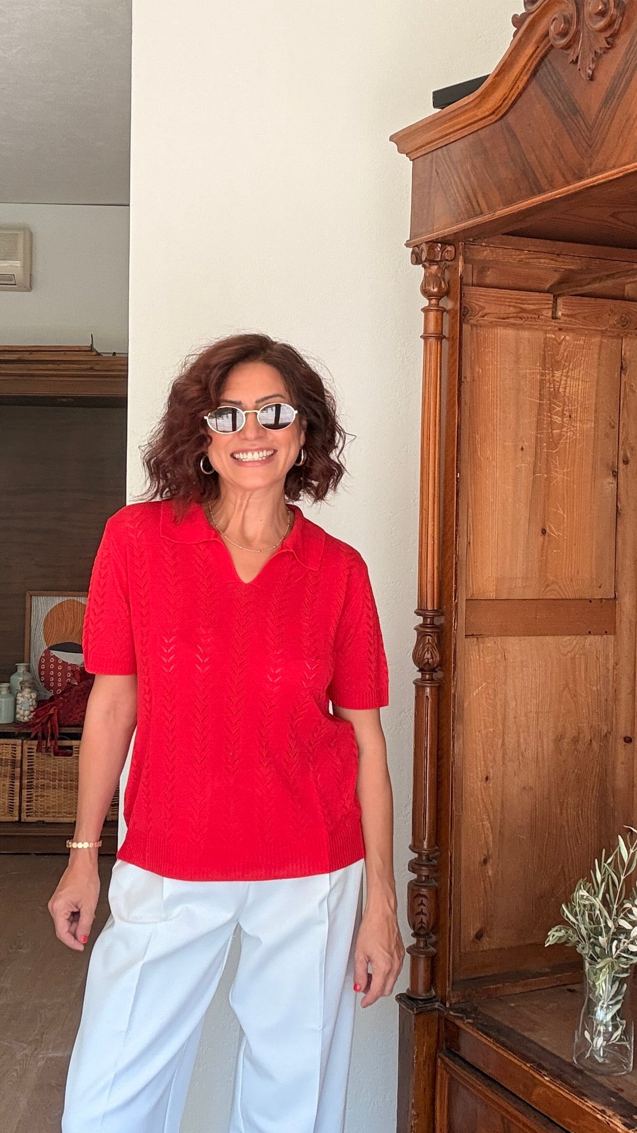 Polo Yaka Merselize Kırmızı