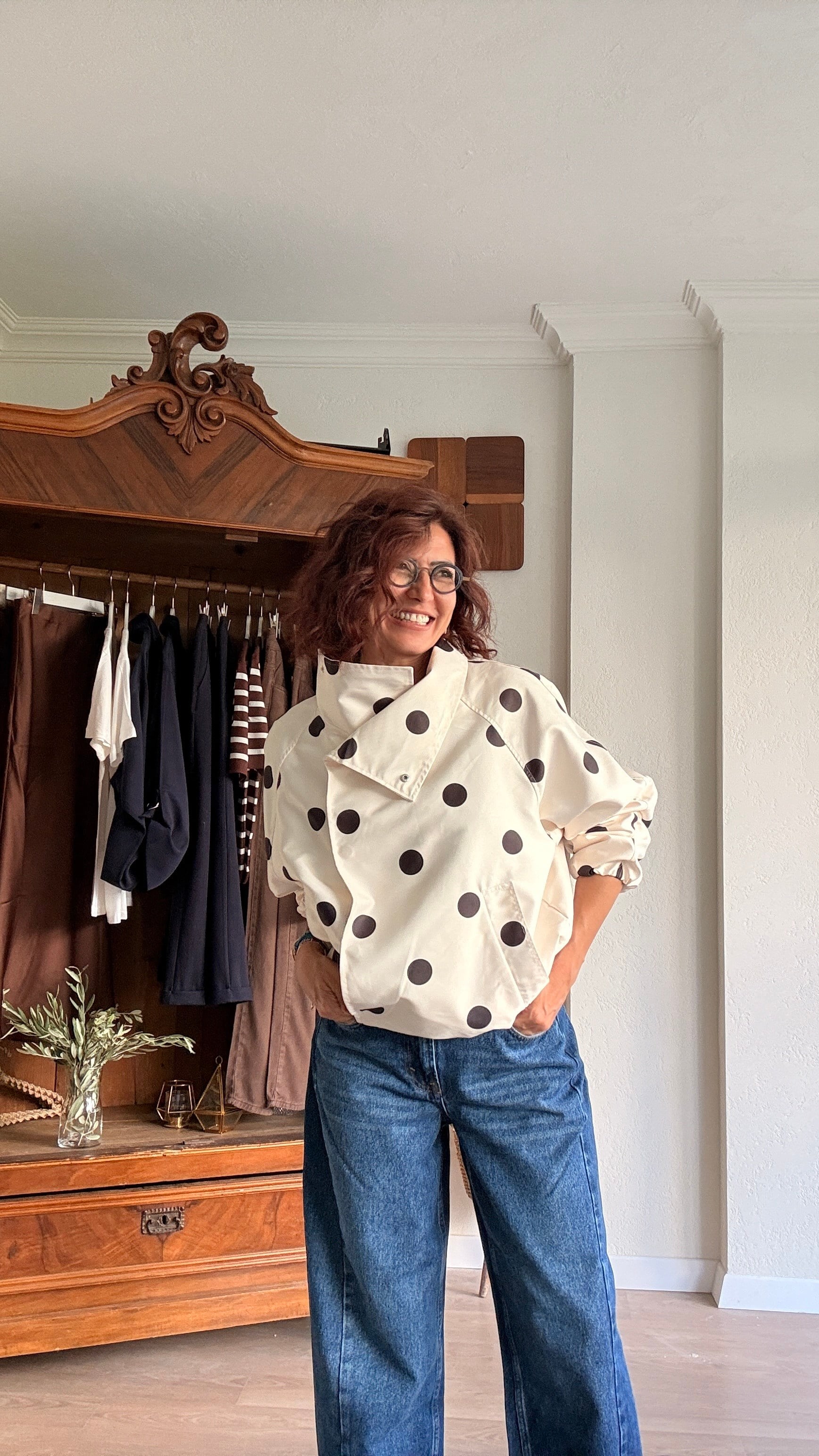 Puantiyeli Bomber Ceket