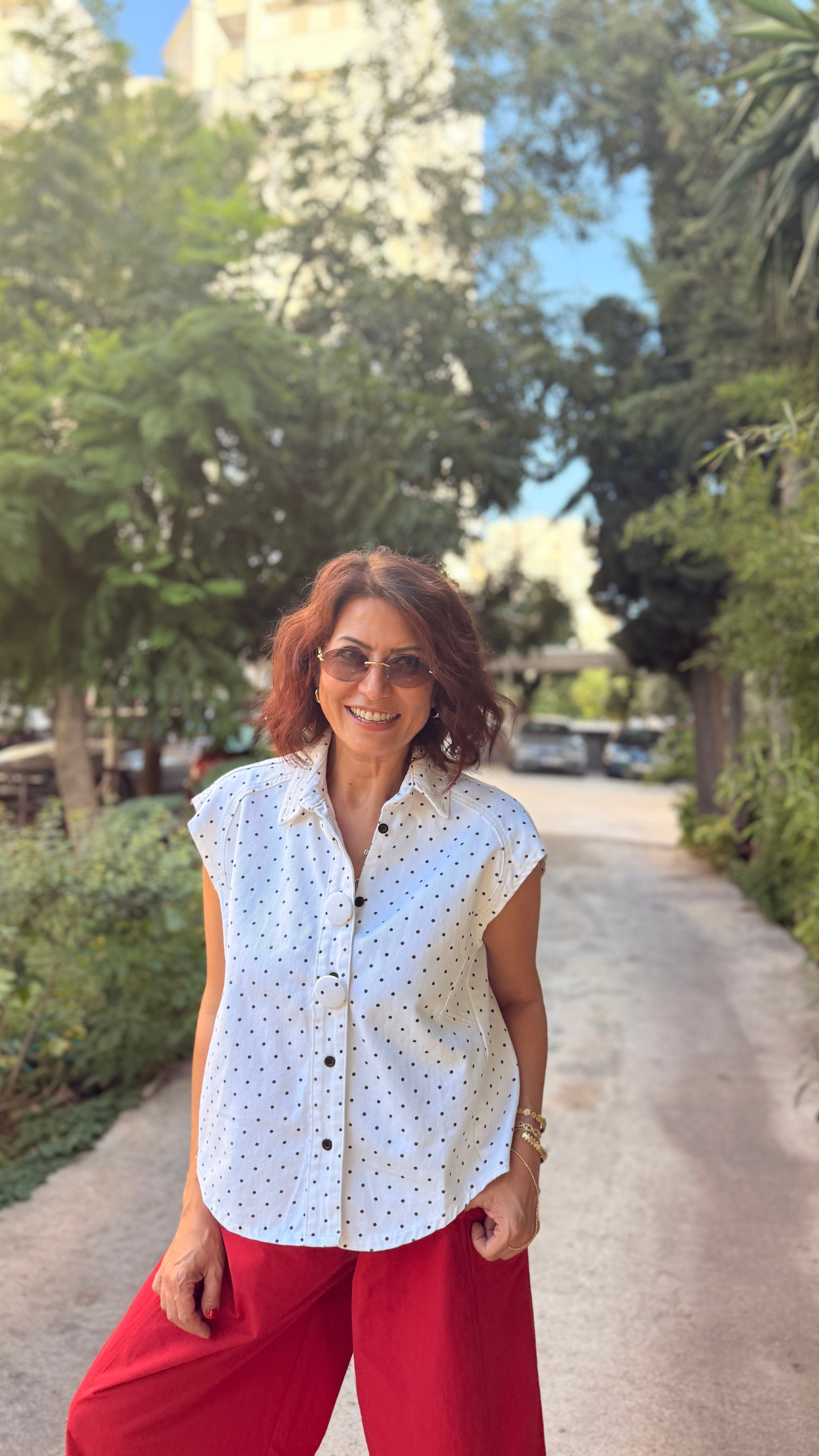 Puantiyeli Jean Yelek