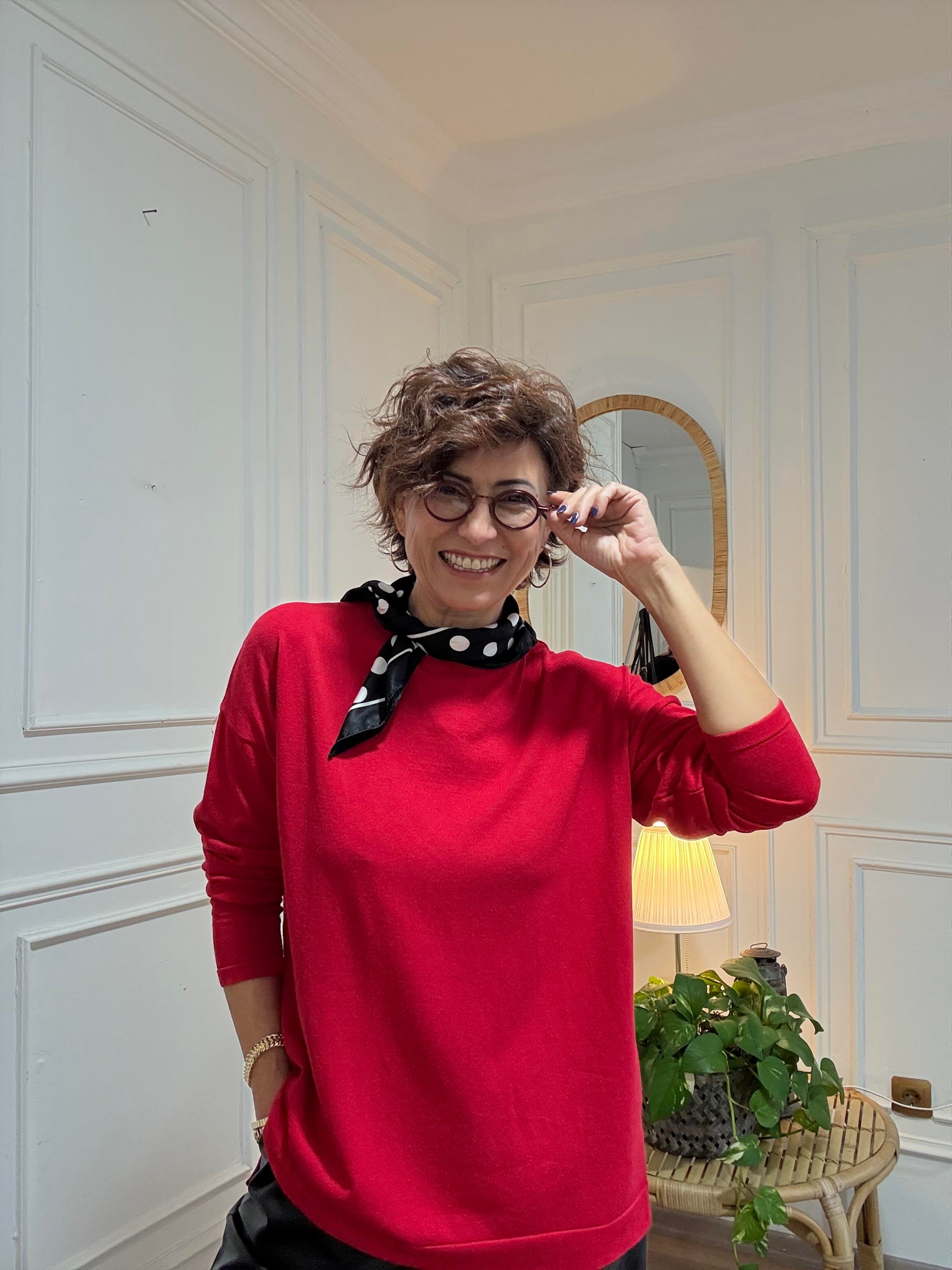 Salaş İnce Triko Kazak Kırmızı