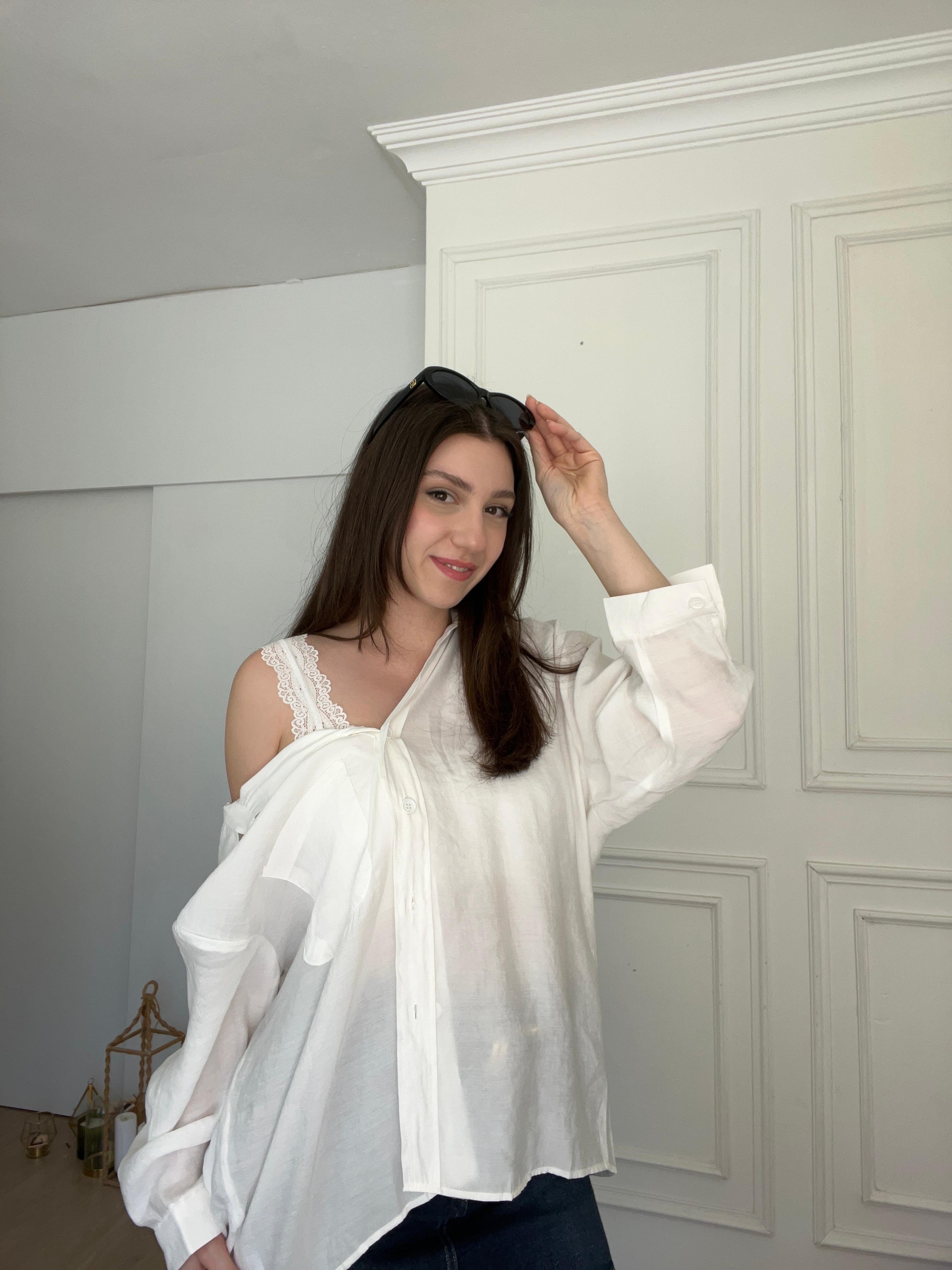 Tencel gömlek beyaz