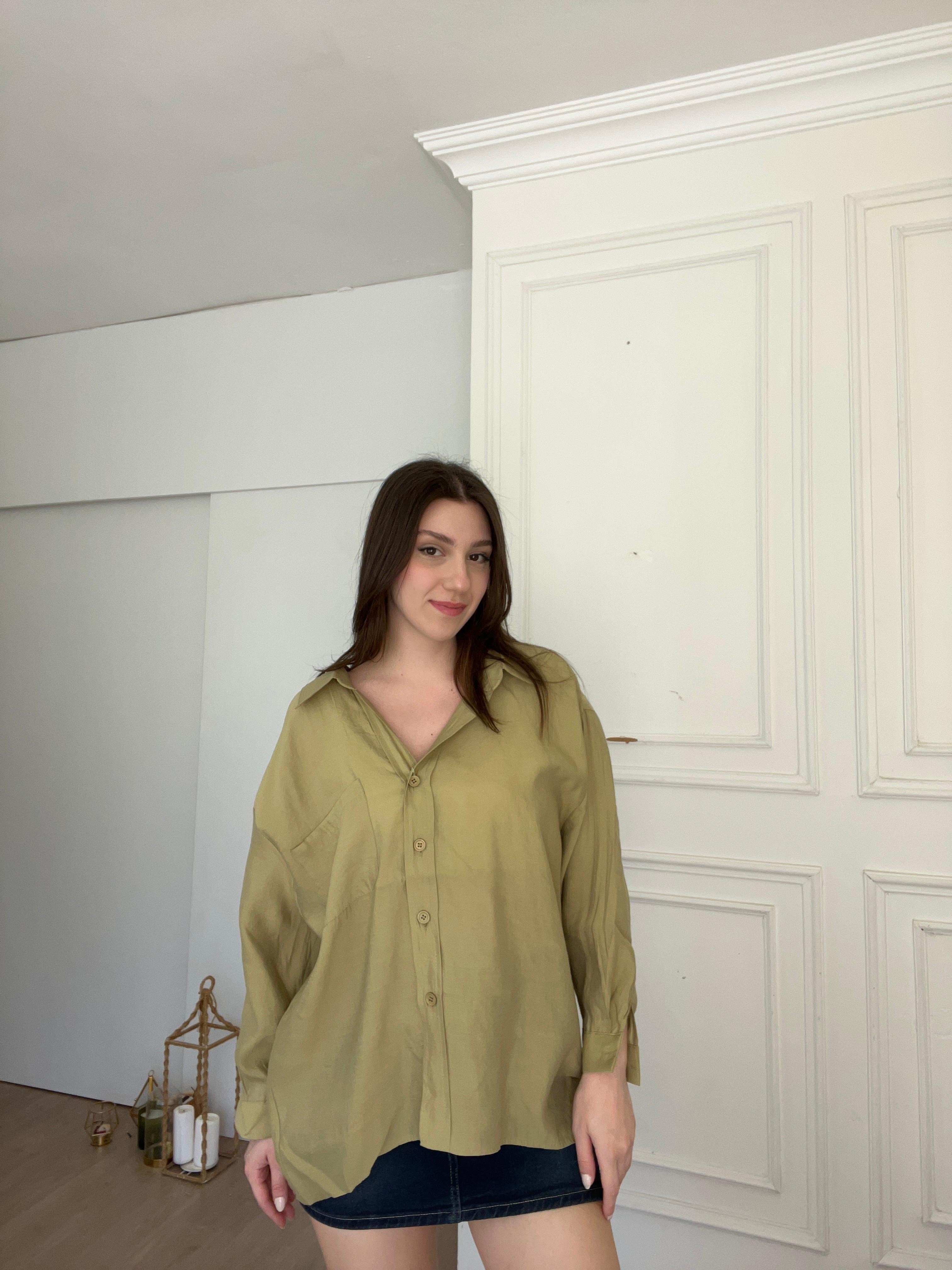 Tencel gömlek haki