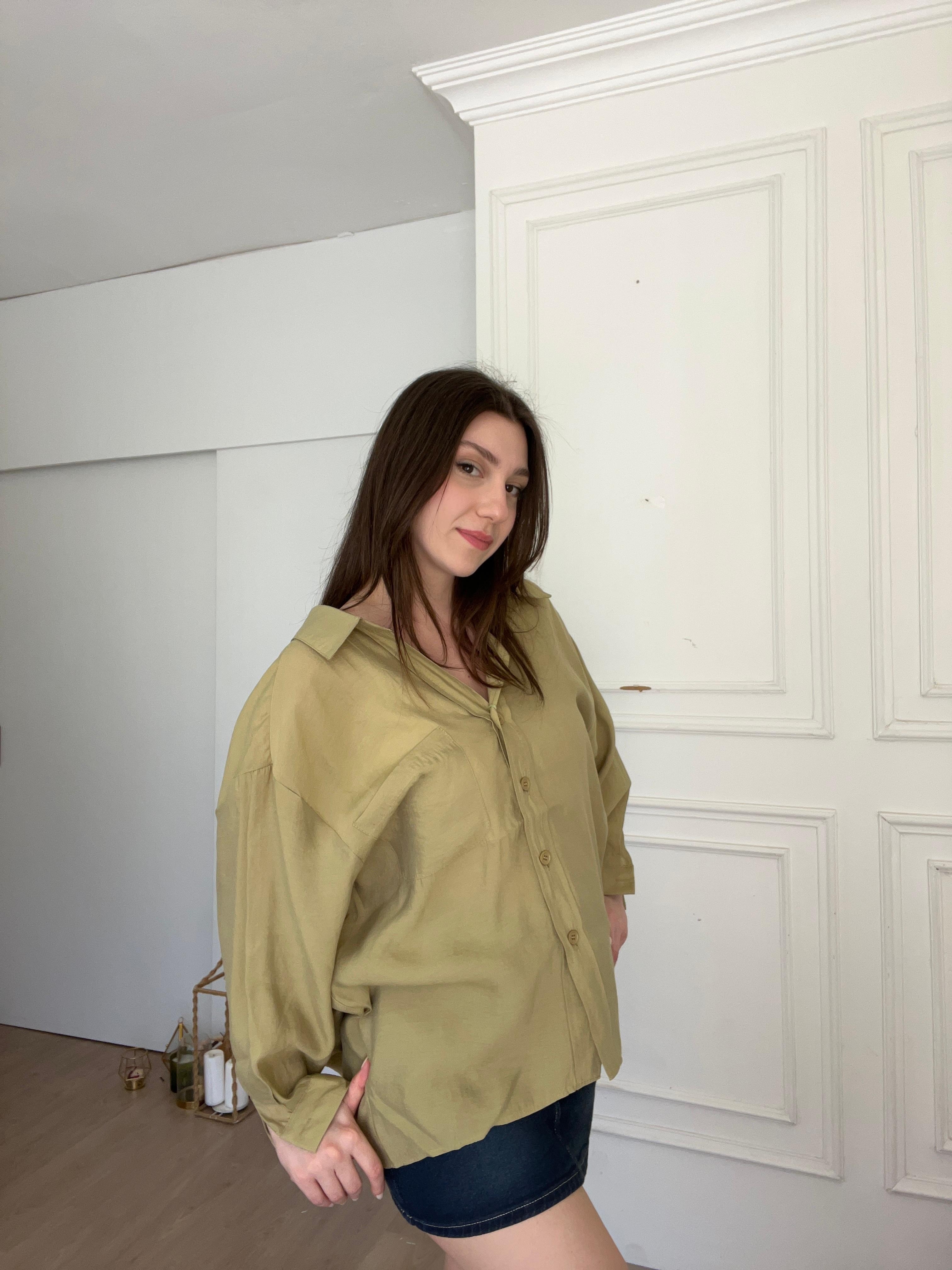 Tencel gömlek haki