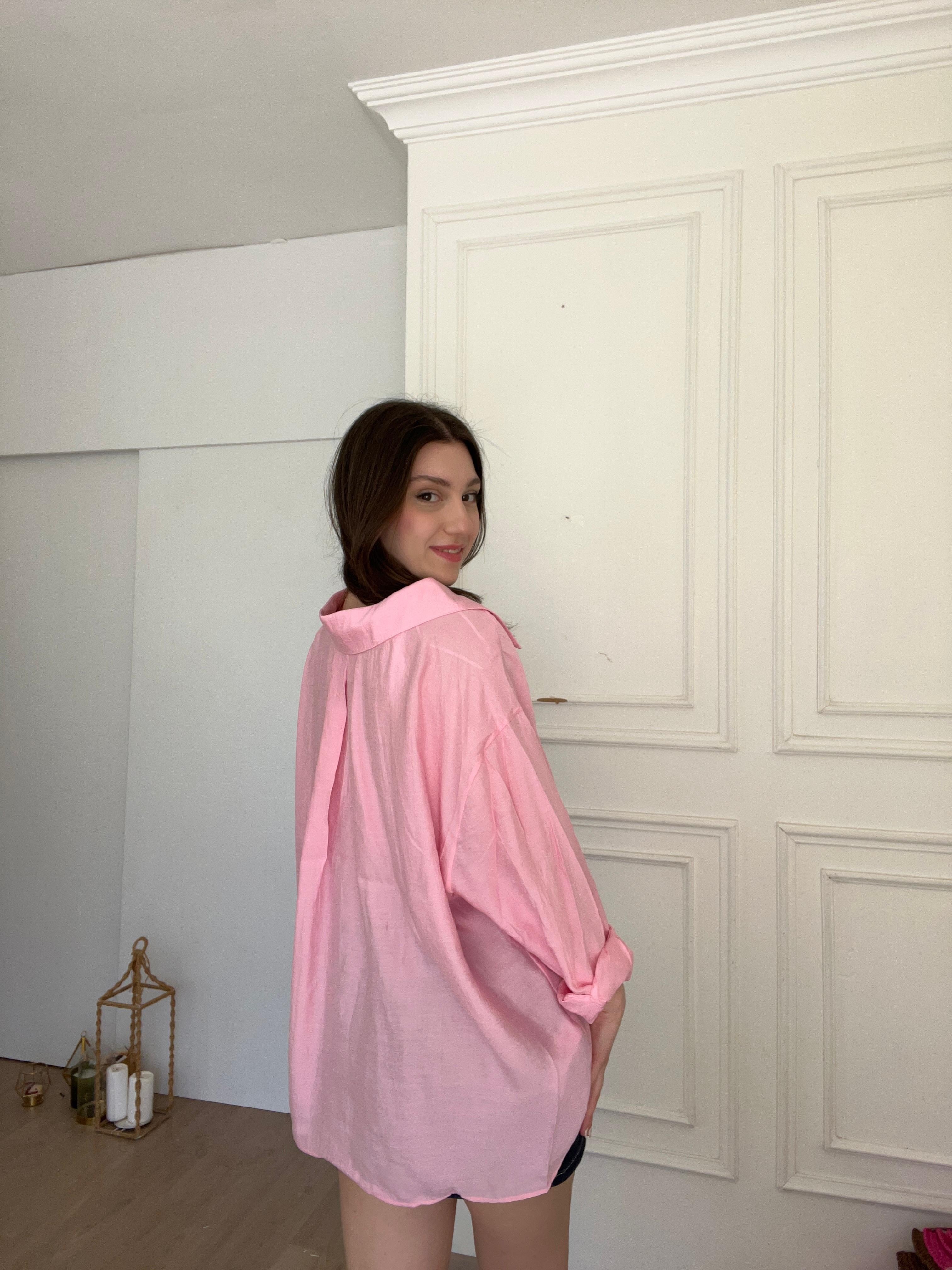 Tencel gömlek pembe