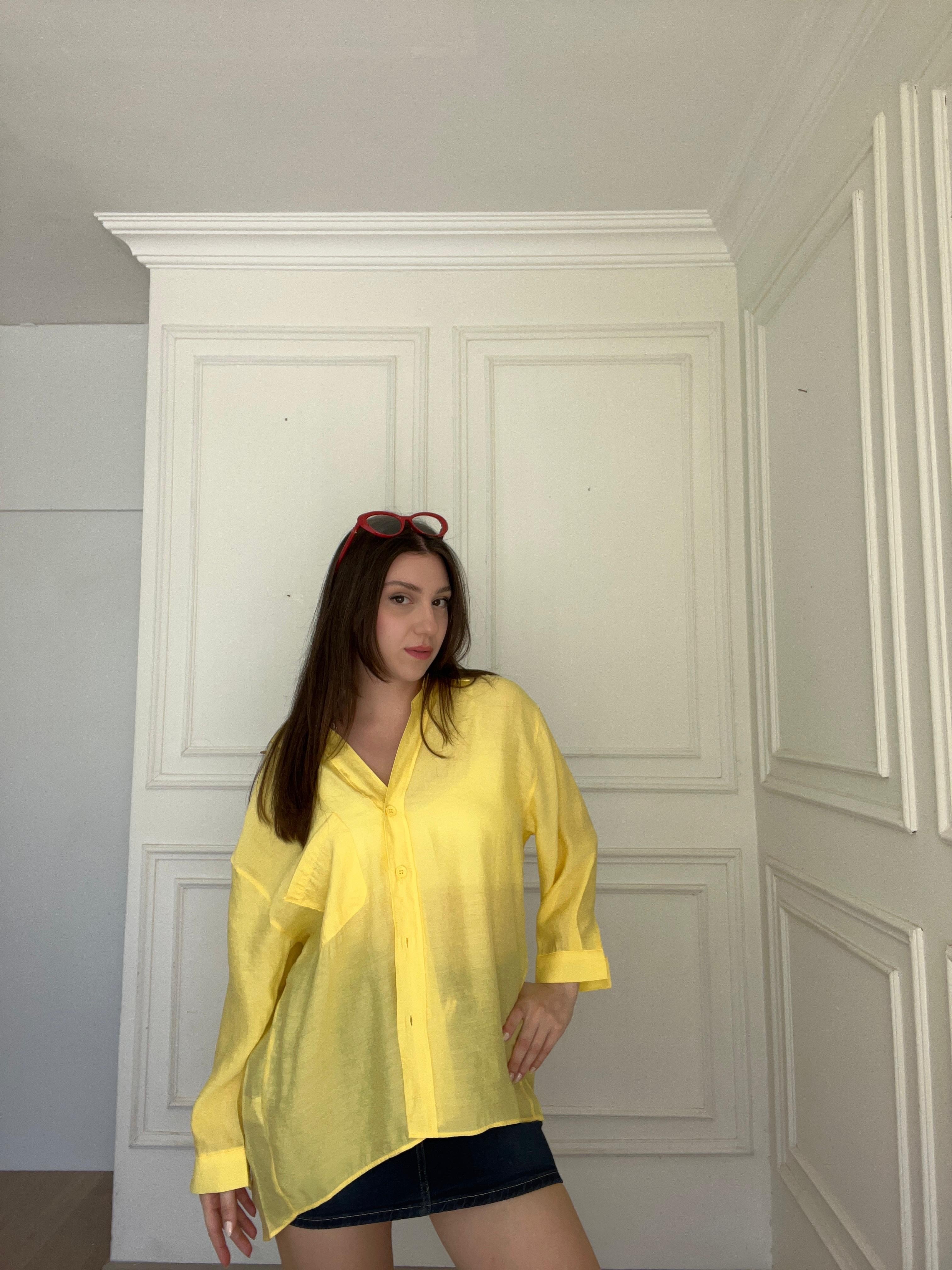 Tencel gömlek sarı