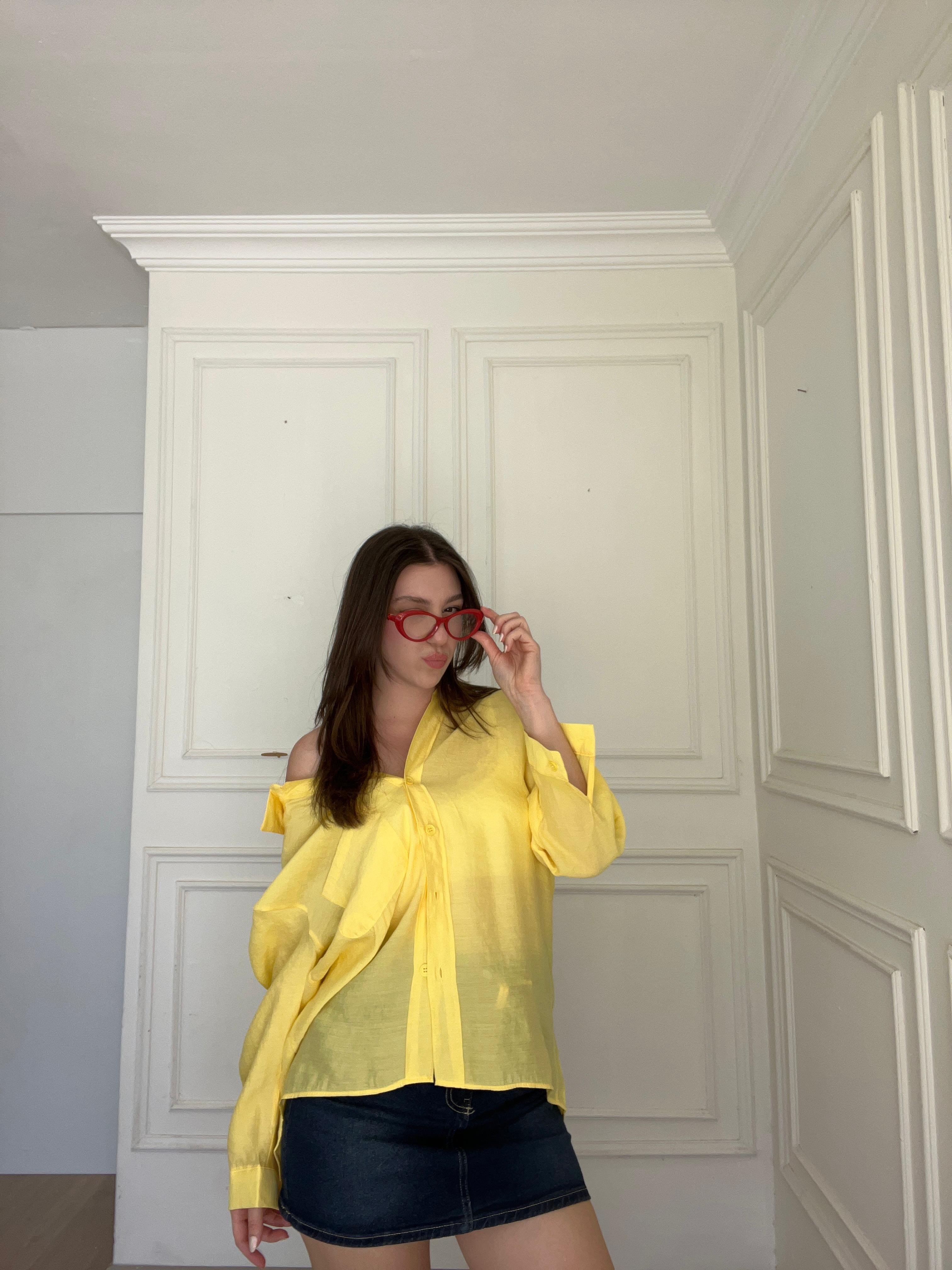 Tencel gömlek sarı