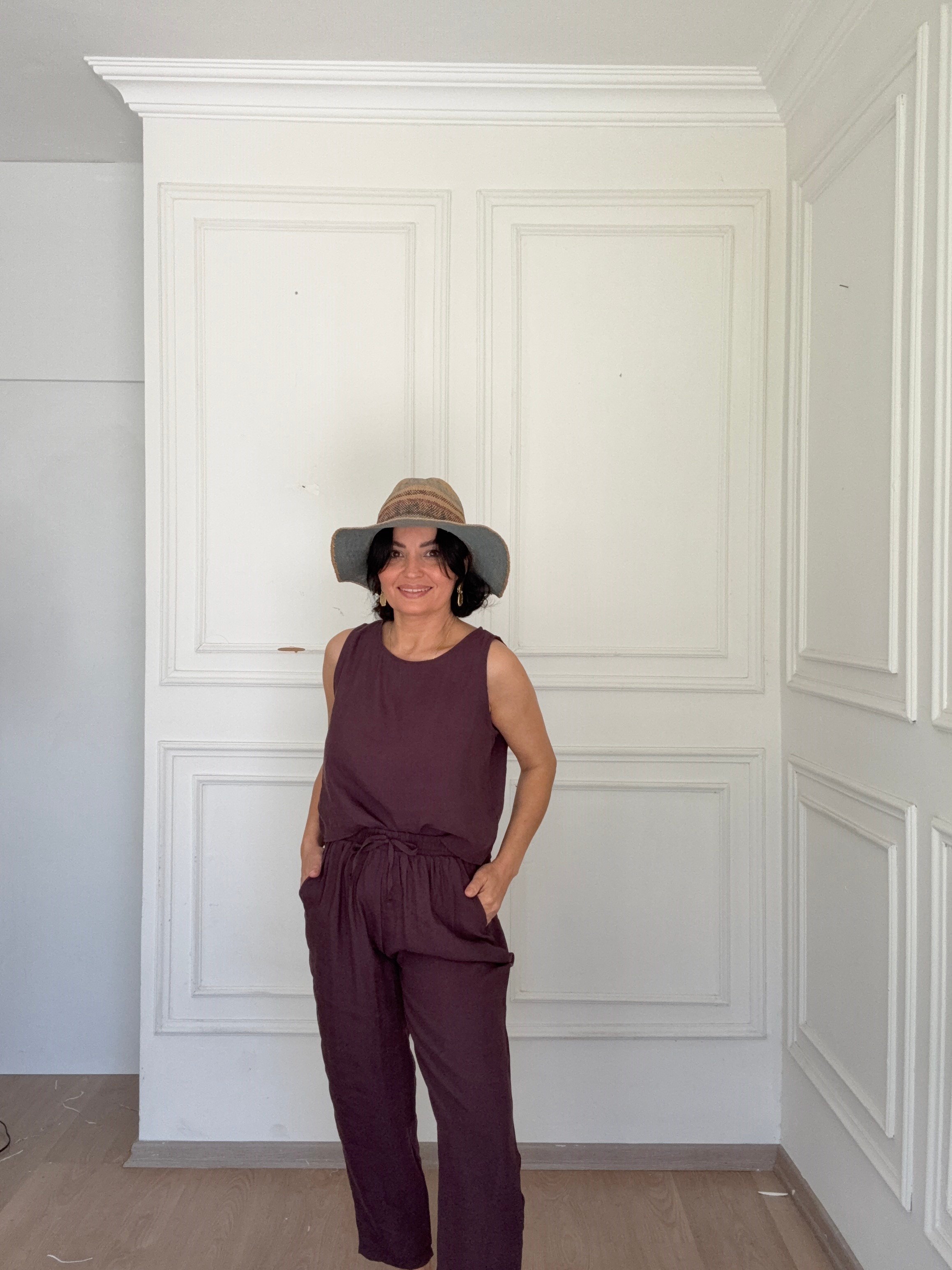 Tencel ikili takım mürdüm