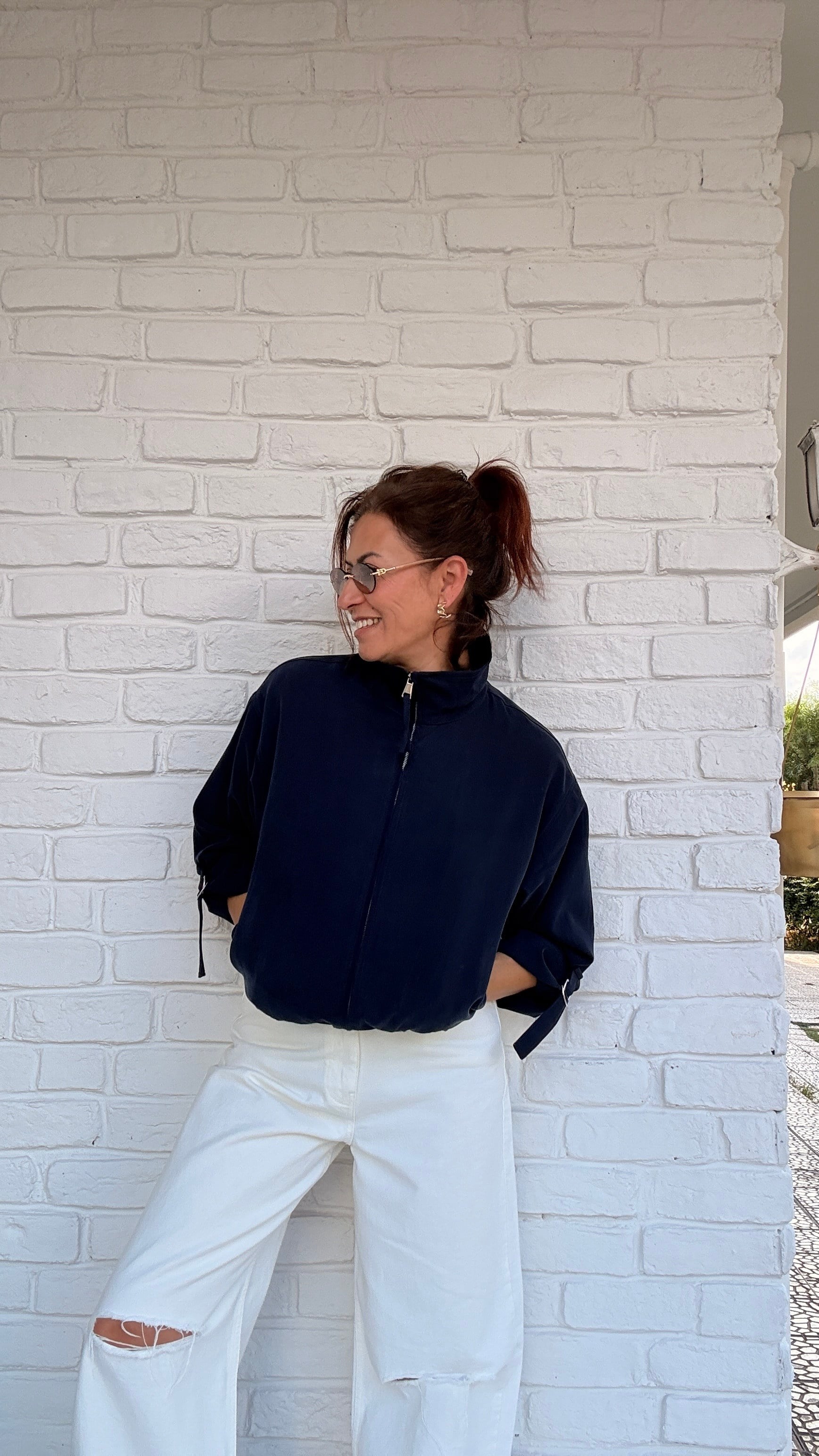 Tencel Kumaş Bomber Ceket Lacivert