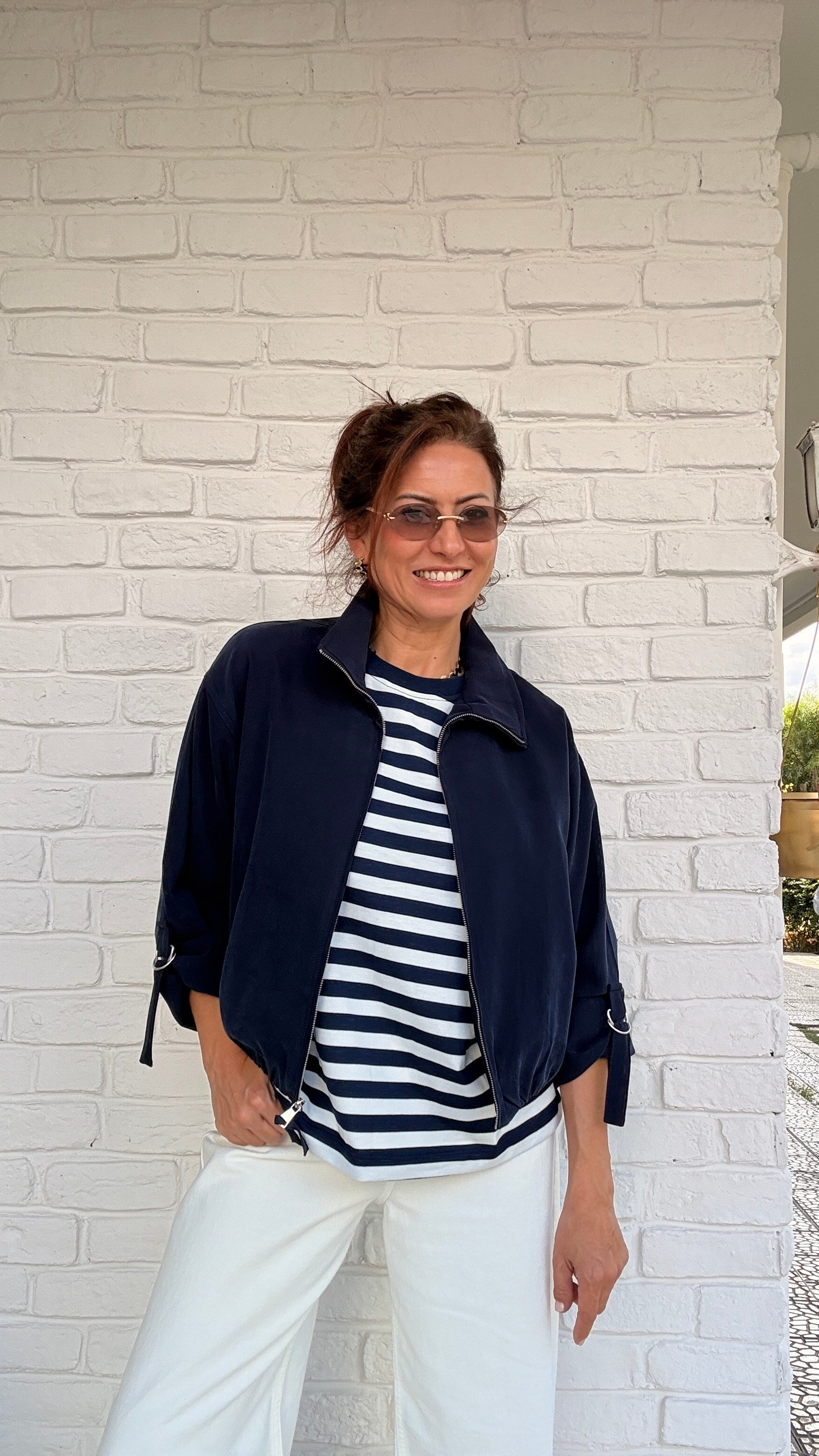Tencel Kumaş Bomber Ceket Lacivert