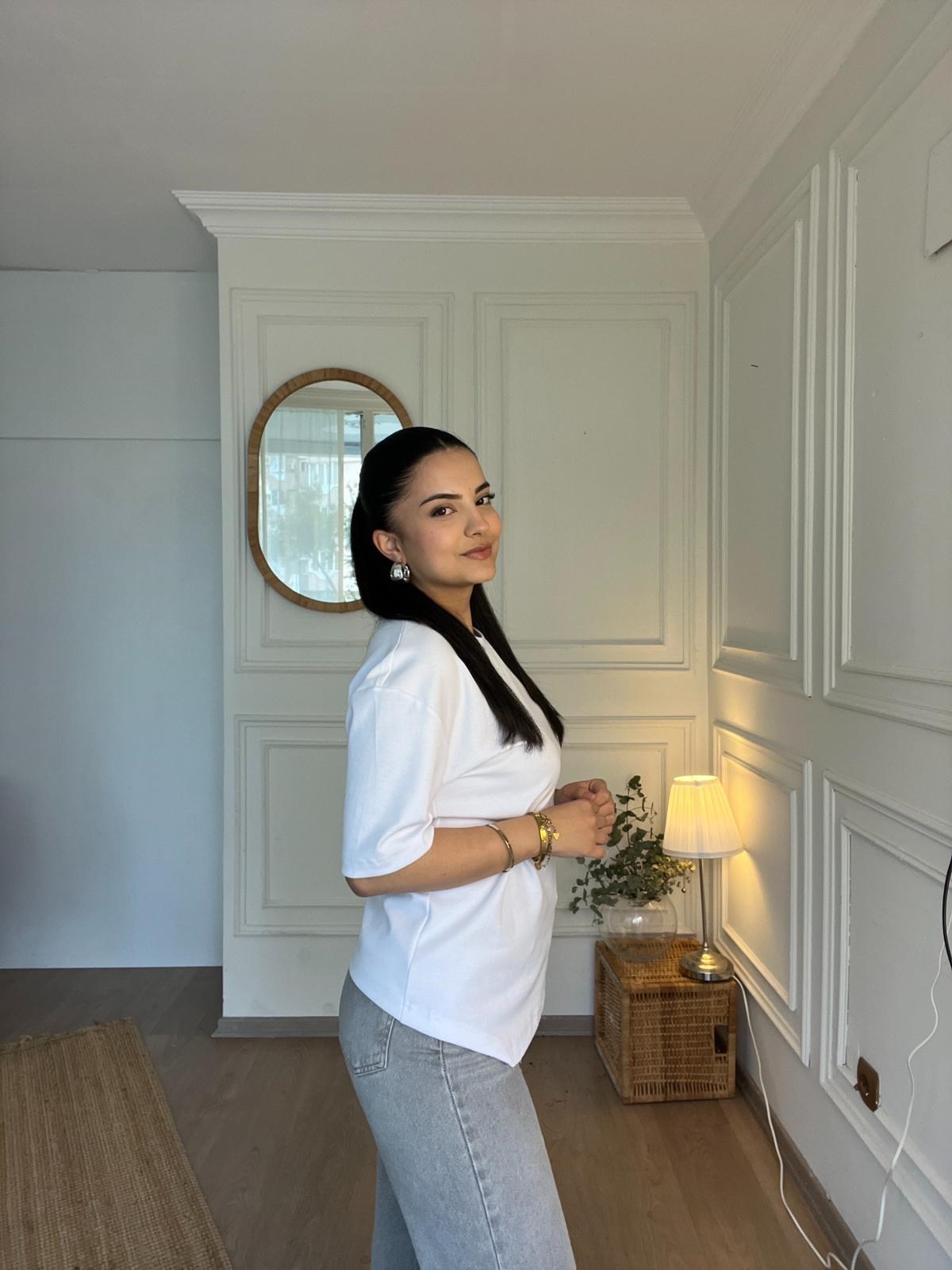 Tokalı Basic Tshirt Beyaz